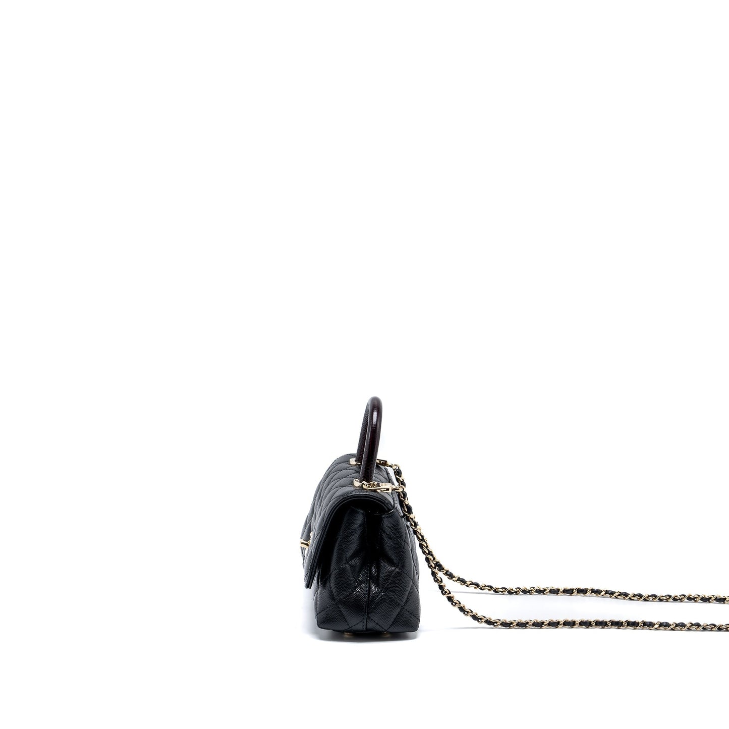 Chanel Mini Coco Handle with Lizard Embossed Handle Caviar Black L (microchip)