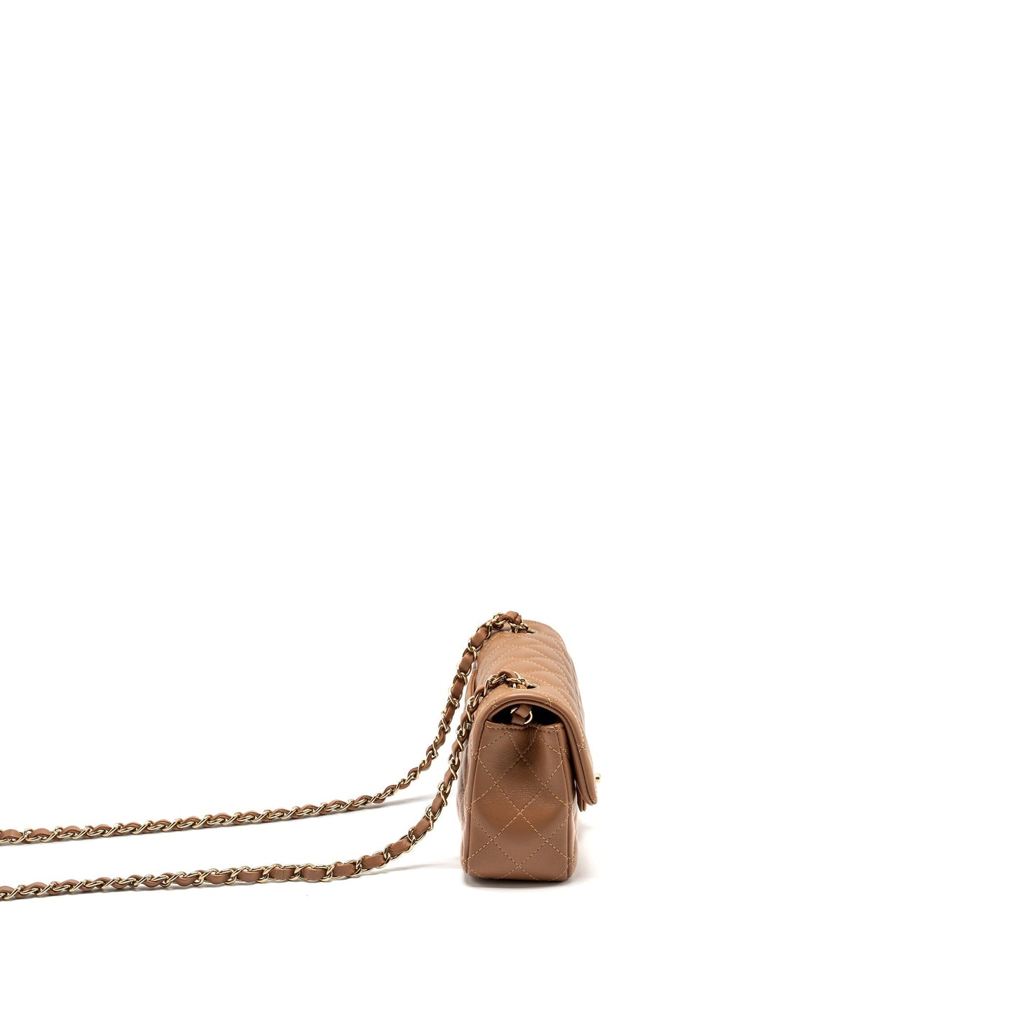 Chanel 22s Mini Rectangular Flap Bag Lambskin Caramel L (microchip)