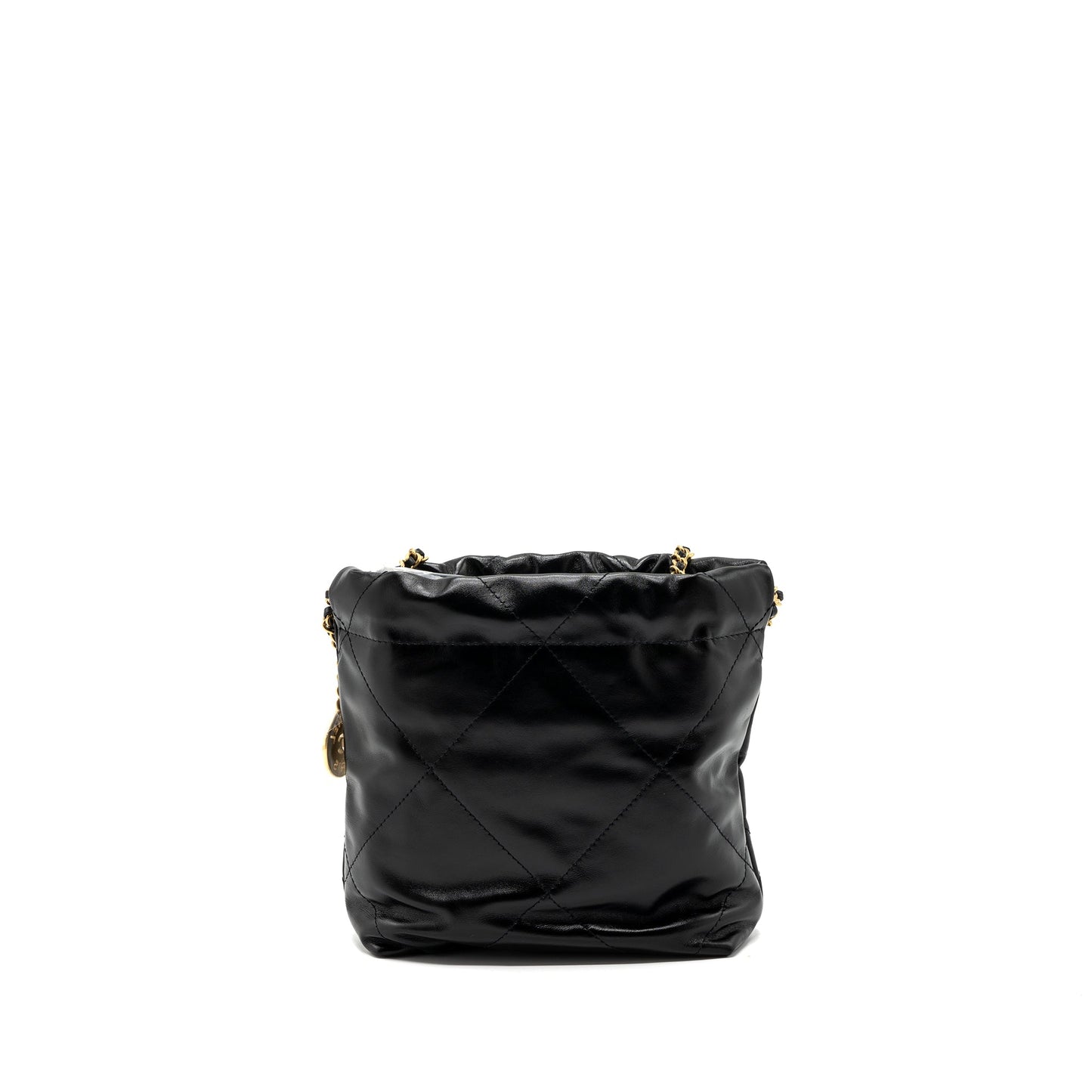 Chanel mini 22 bag shiny calfskin black brushed  (microchip)
