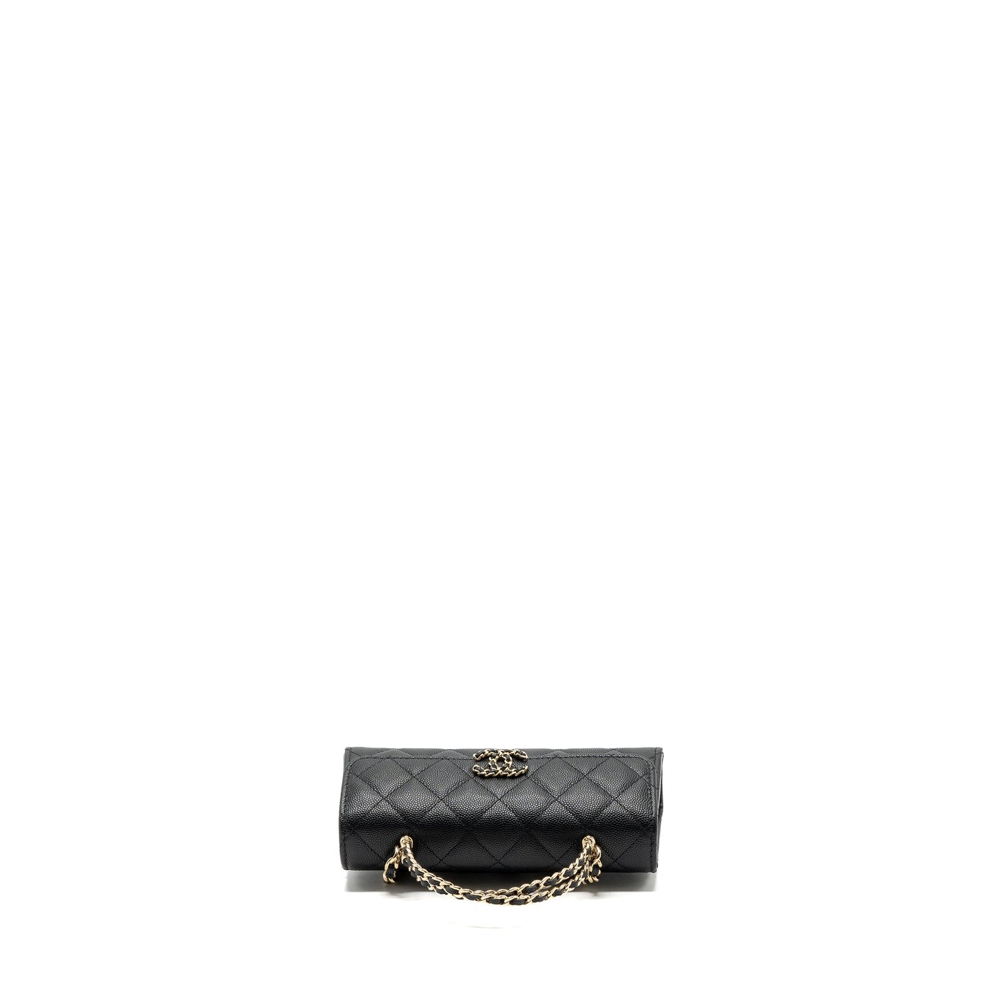 chanel 23p top handle mini flap bag with chain caviar black L (microchip)