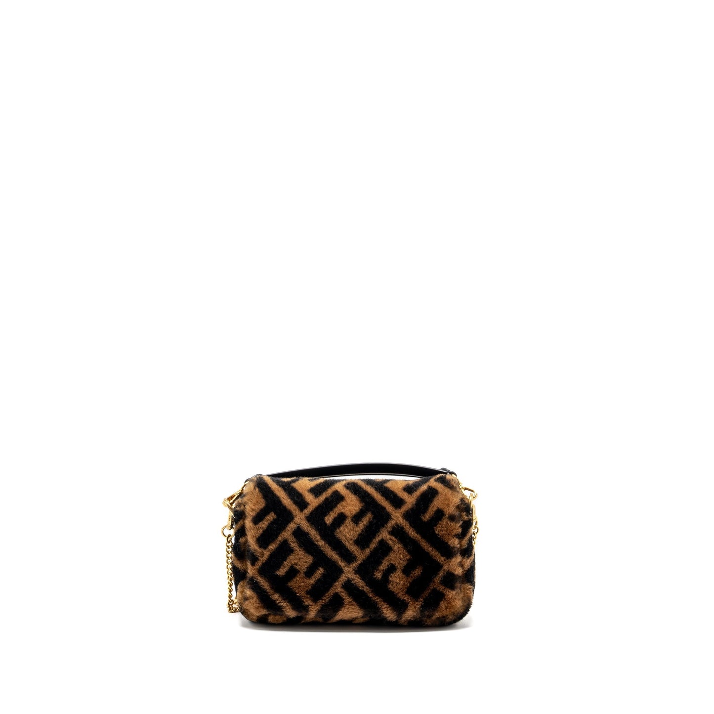 Fendi Mini Baguette Purse Lamb Fur Black/Brown