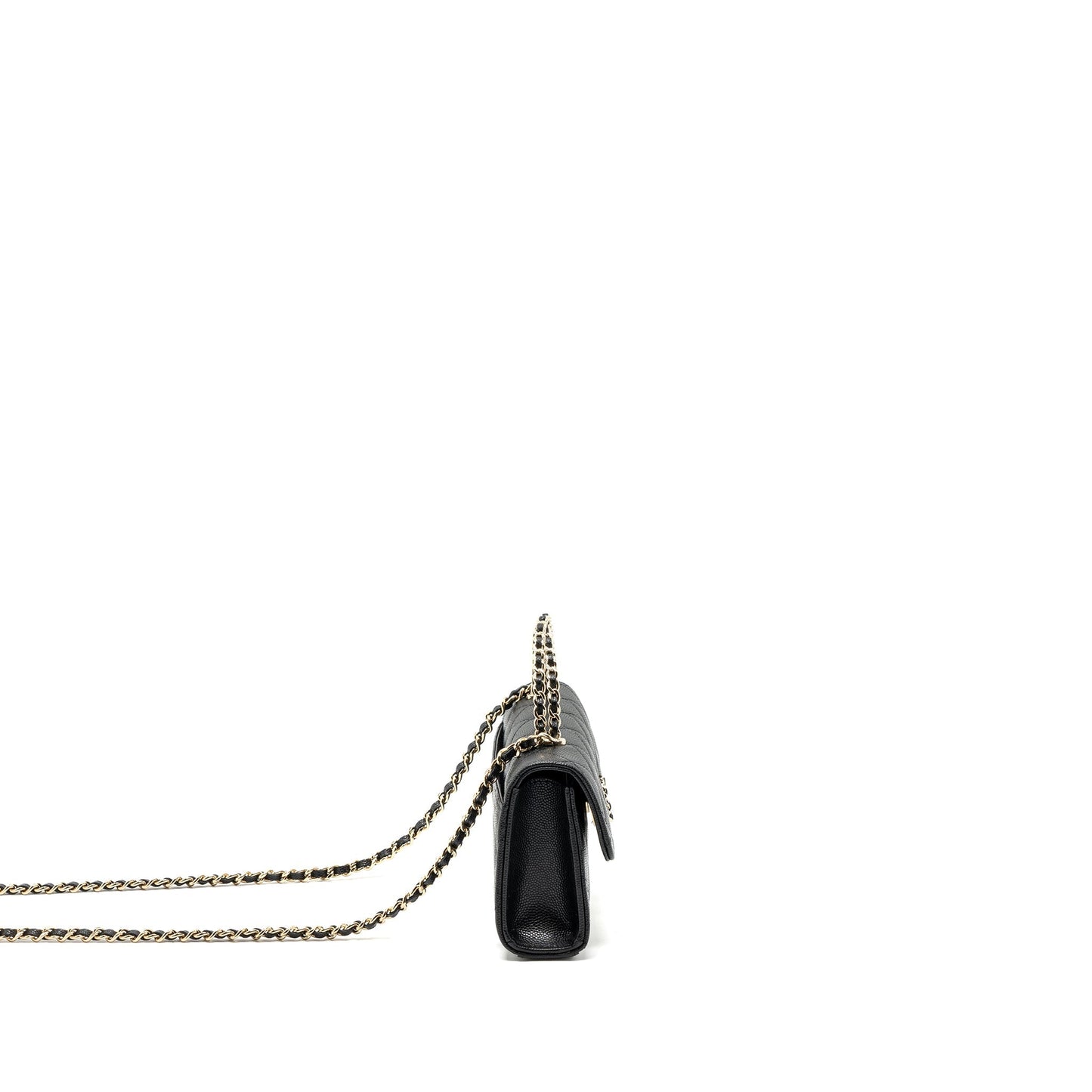 chanel 23p top handle mini flap bag with chain caviar black L (microchip)