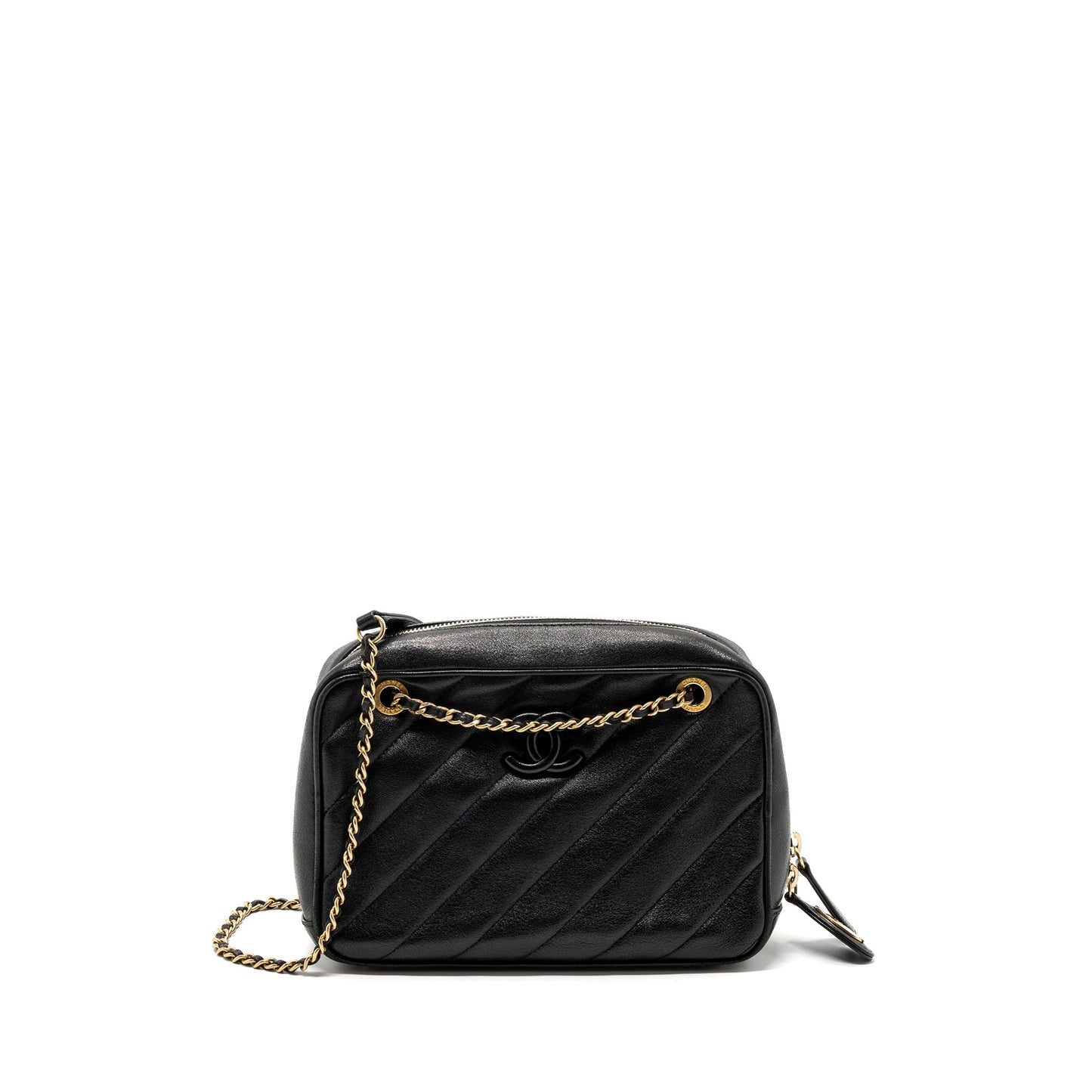 Chanel zipper camera chain bag lambskin black