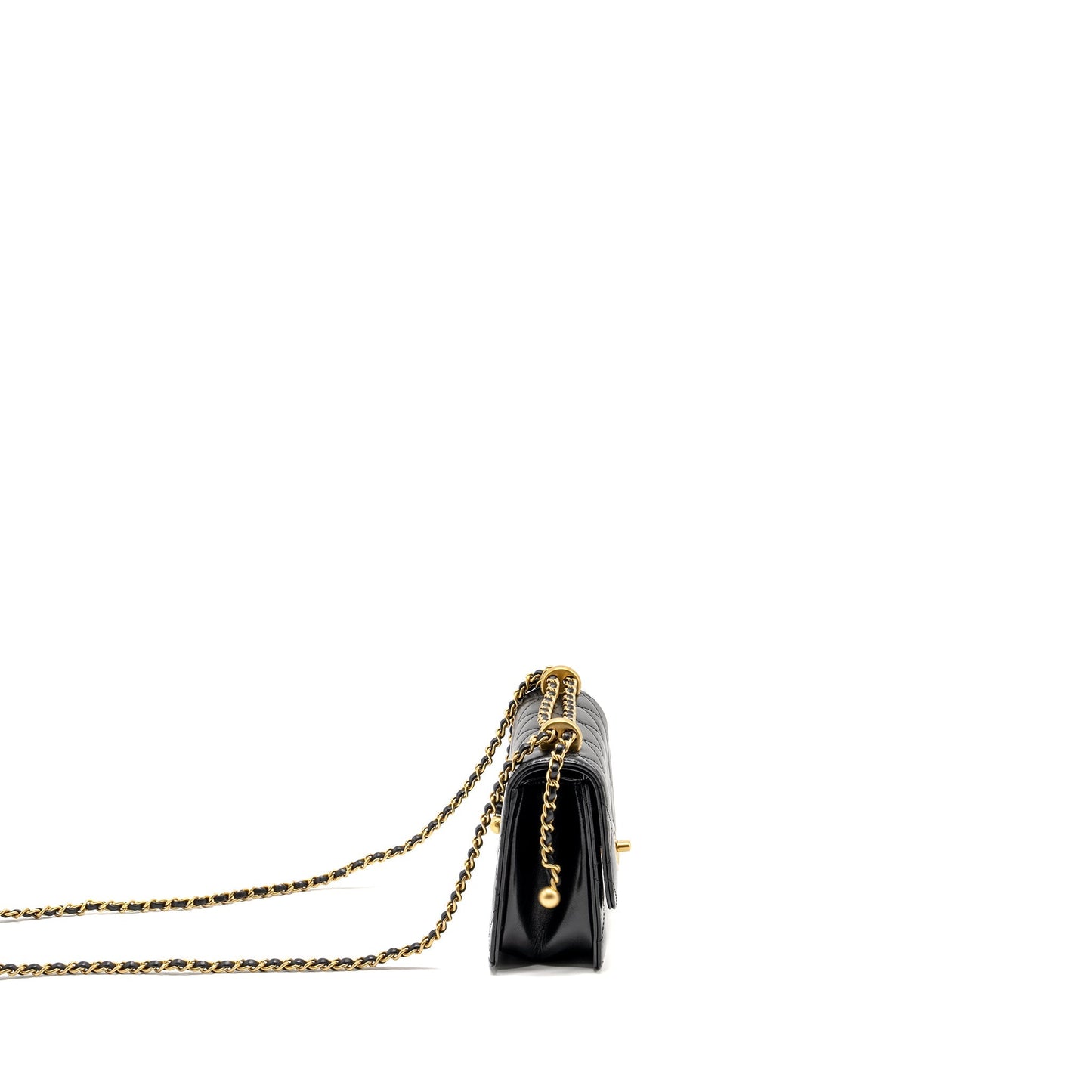 Chanel gold crush mini flap bag calfskin black  (microchip)