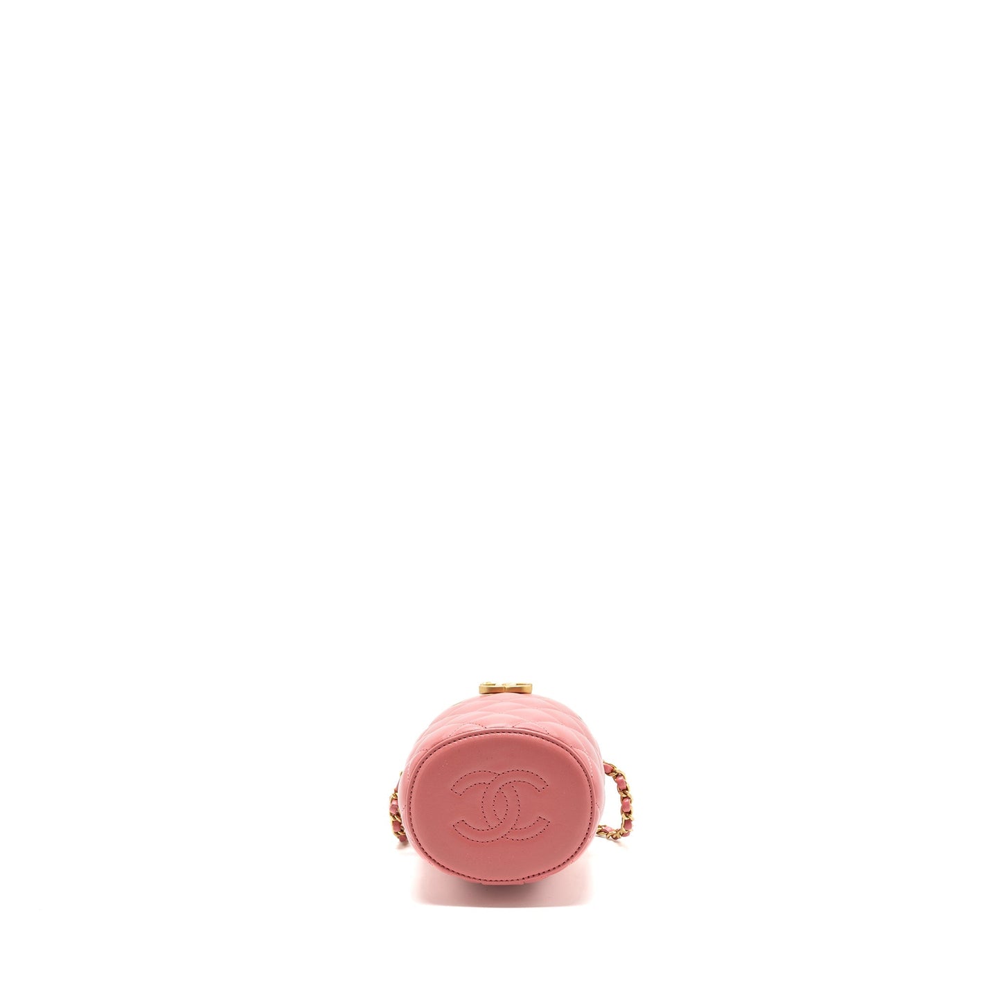 Chanel Round Vanity Case With Chain Lambskin Pink (Microchip)