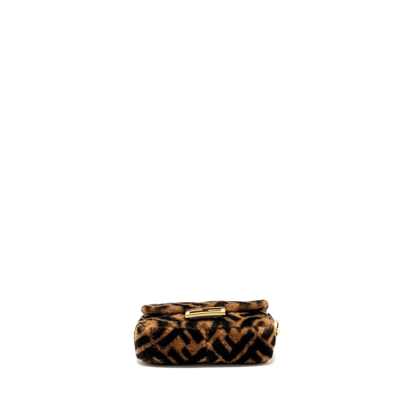 Fendi Mini Baguette Purse Lamb Fur Black/Brown