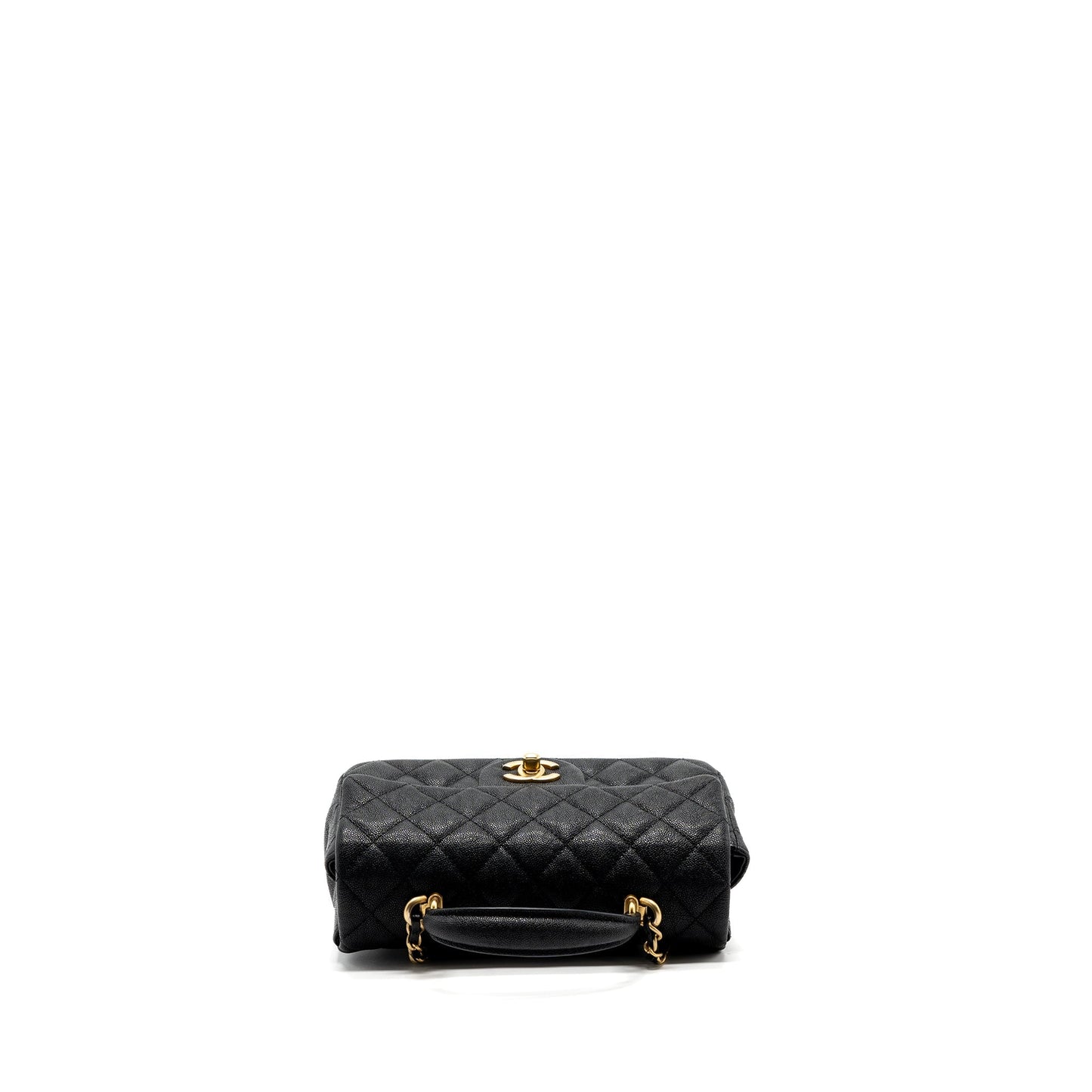 Chanel top handle mini rectangular flap bag grained calfskin black