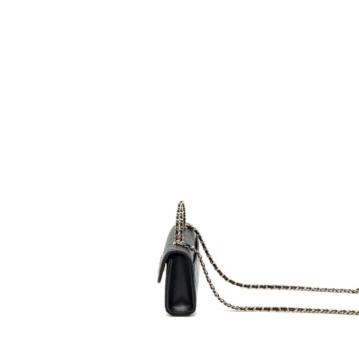 chanel 23p top handle mini flap bag with chain caviar black L (microchip)