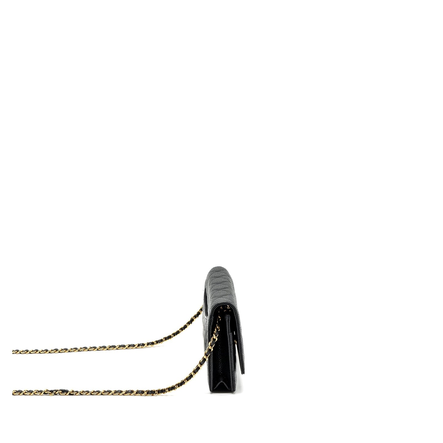 Chanel classic wallet on chain caviar black