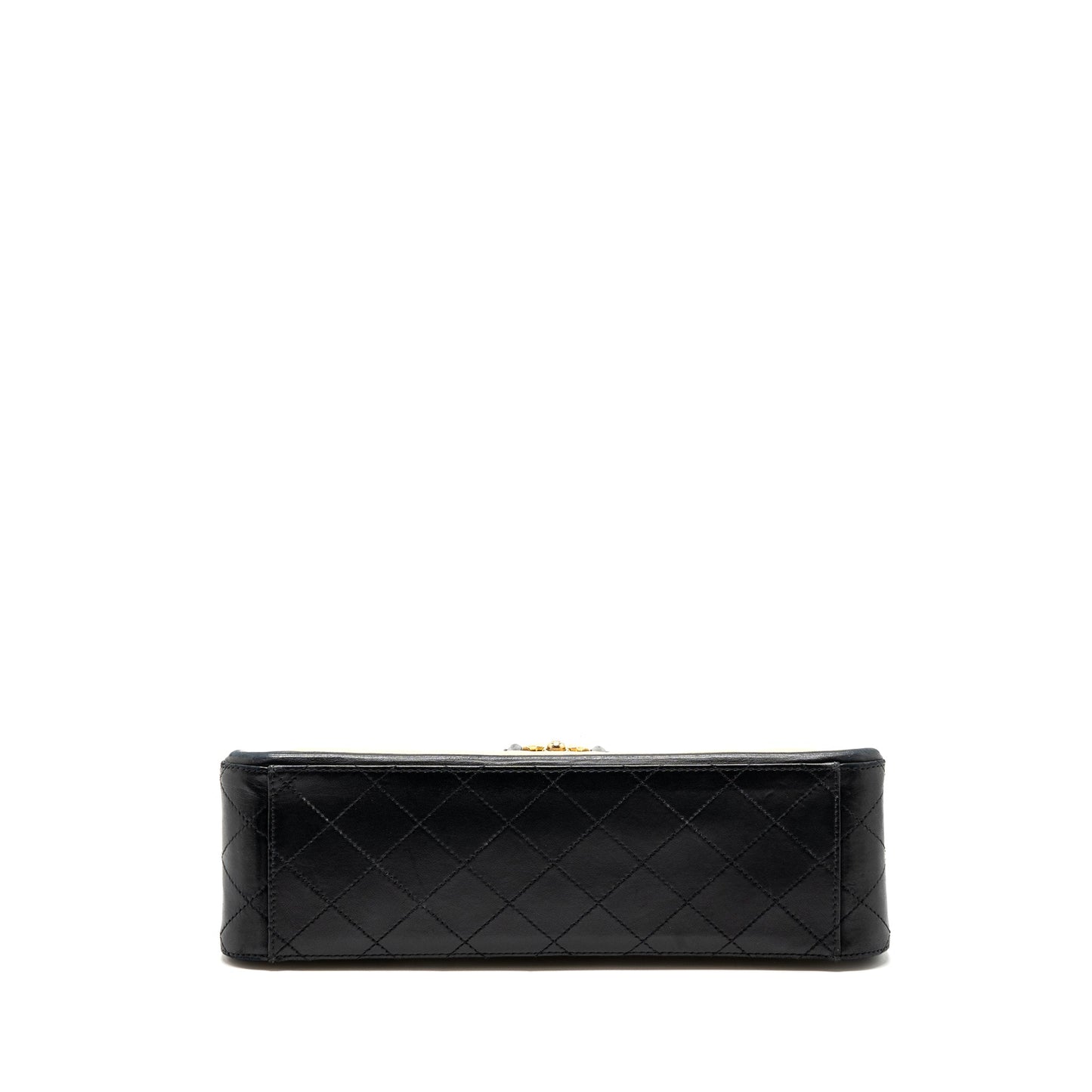 Chanel Quilted small shopping tote bag lambskin beige / black