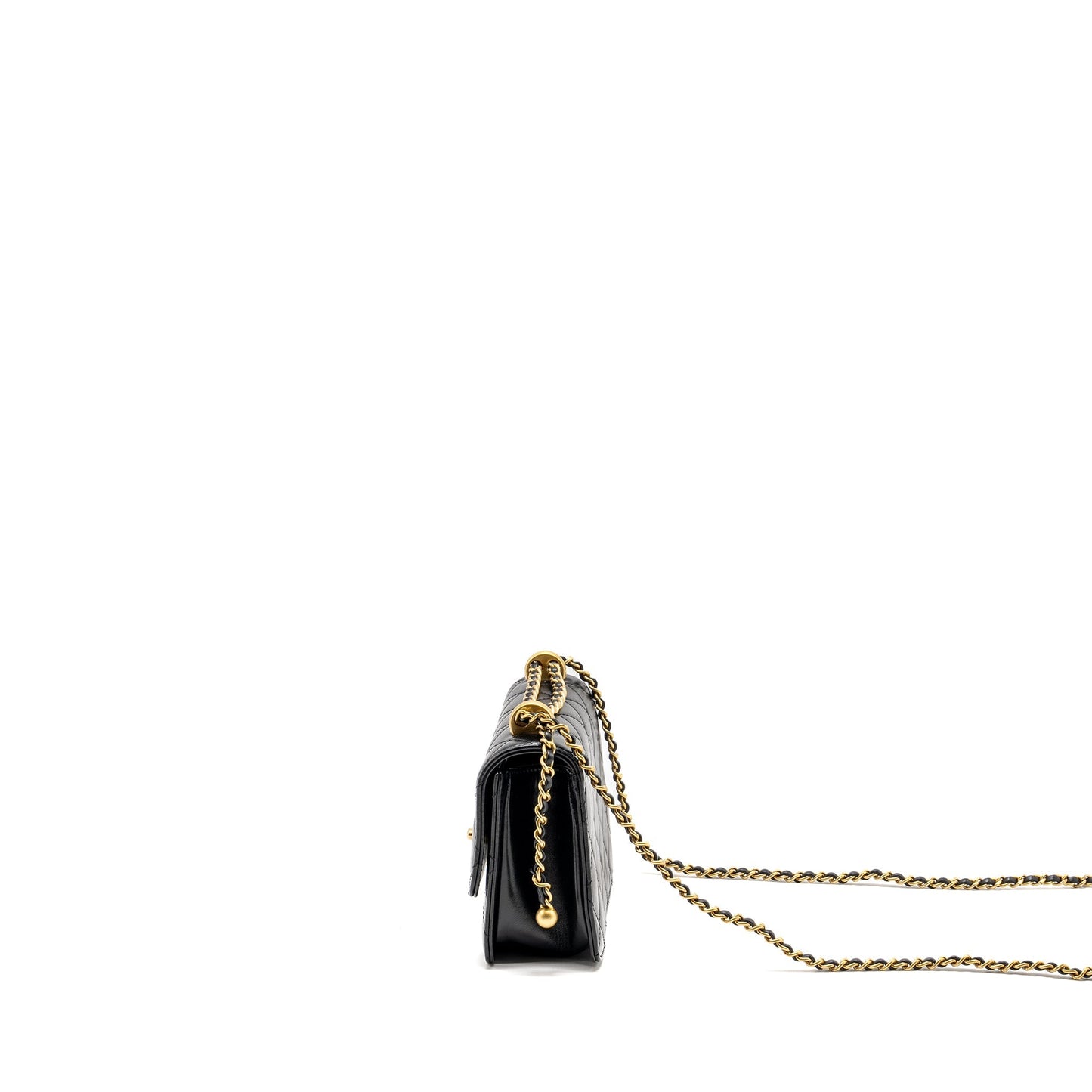 Chanel gold crush mini flap bag calfskin black  (microchip)