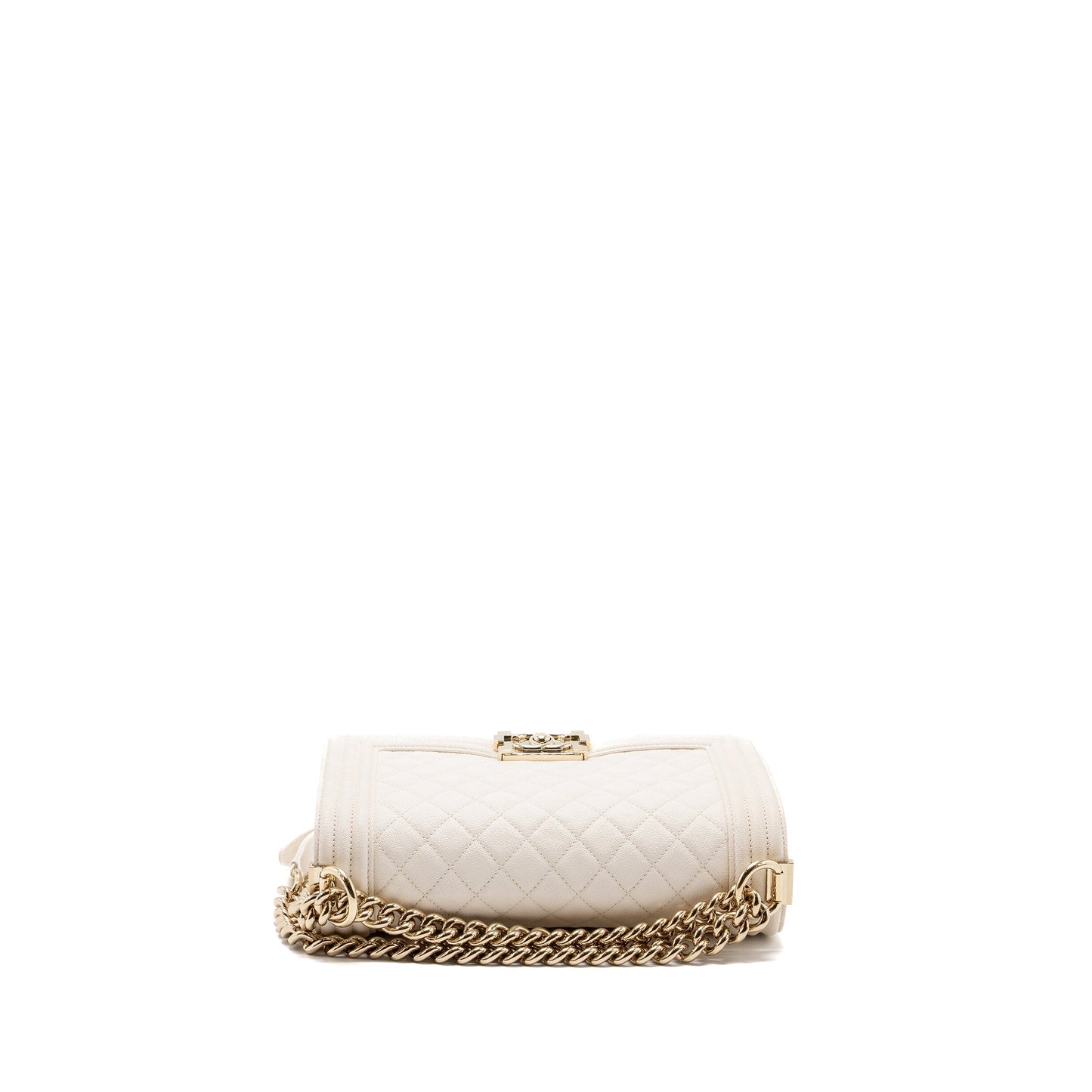 CHANEL MEDIUM LE BOY CAVIAR WHITE L