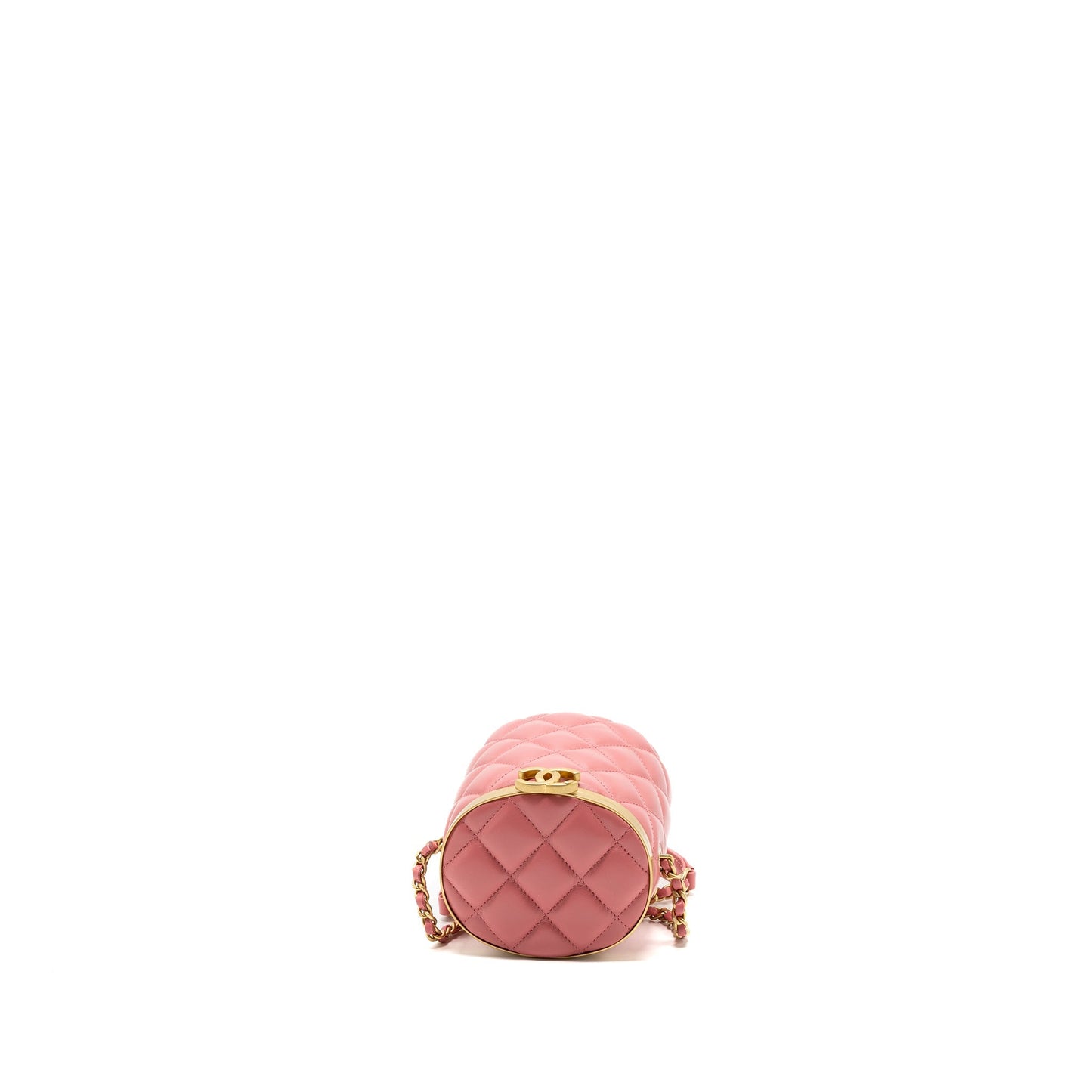 Chanel Round Vanity Case With Chain Lambskin Pink (Microchip)