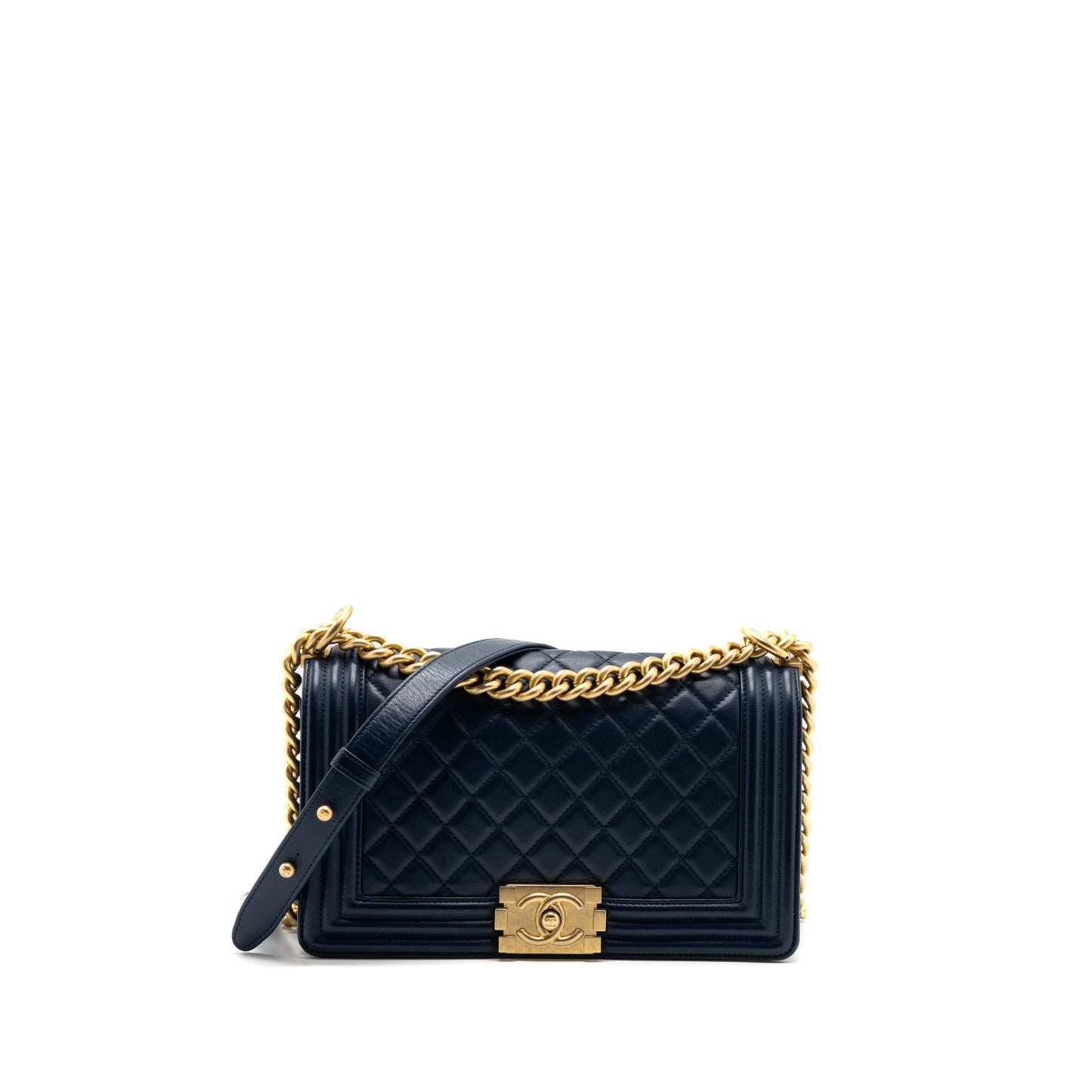 Chanel Medium Boy Bag Lambskin Dark Blue