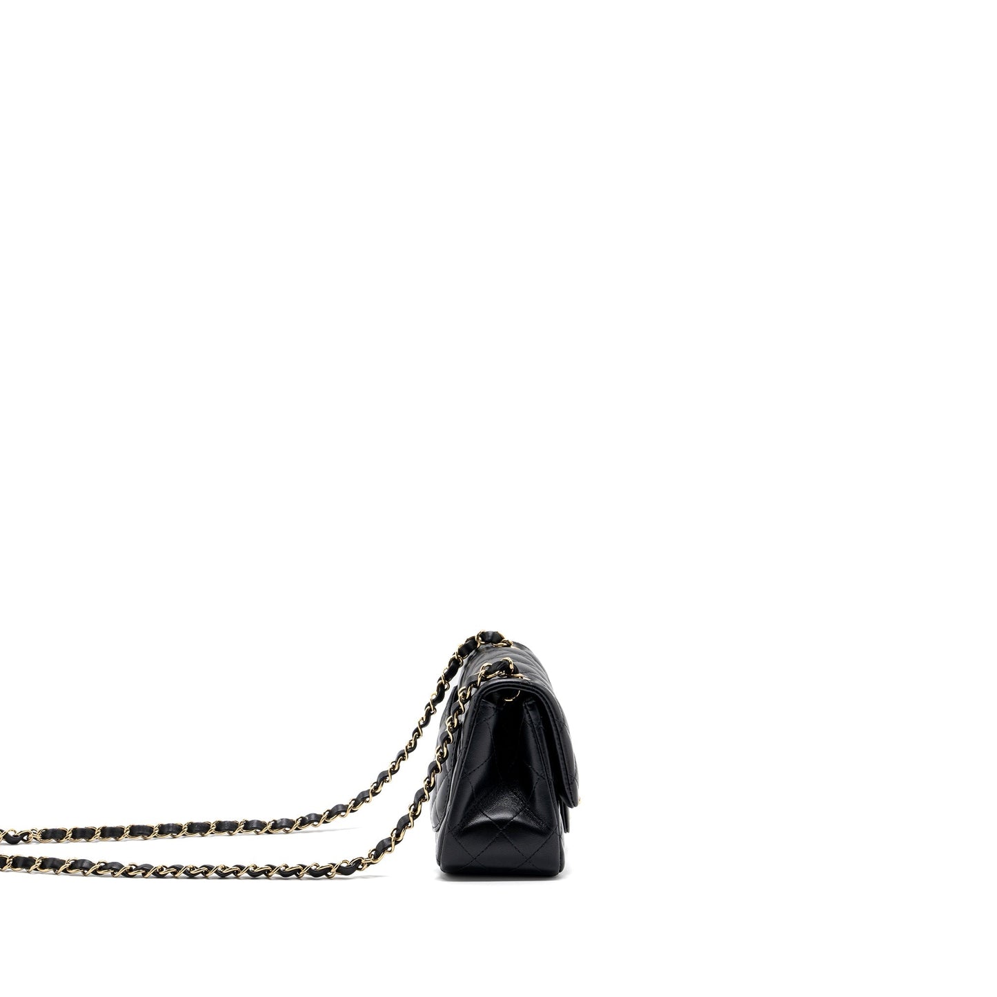 Chanel Classic Mini Square Flap Bag Lambskin Black L (Microchip)