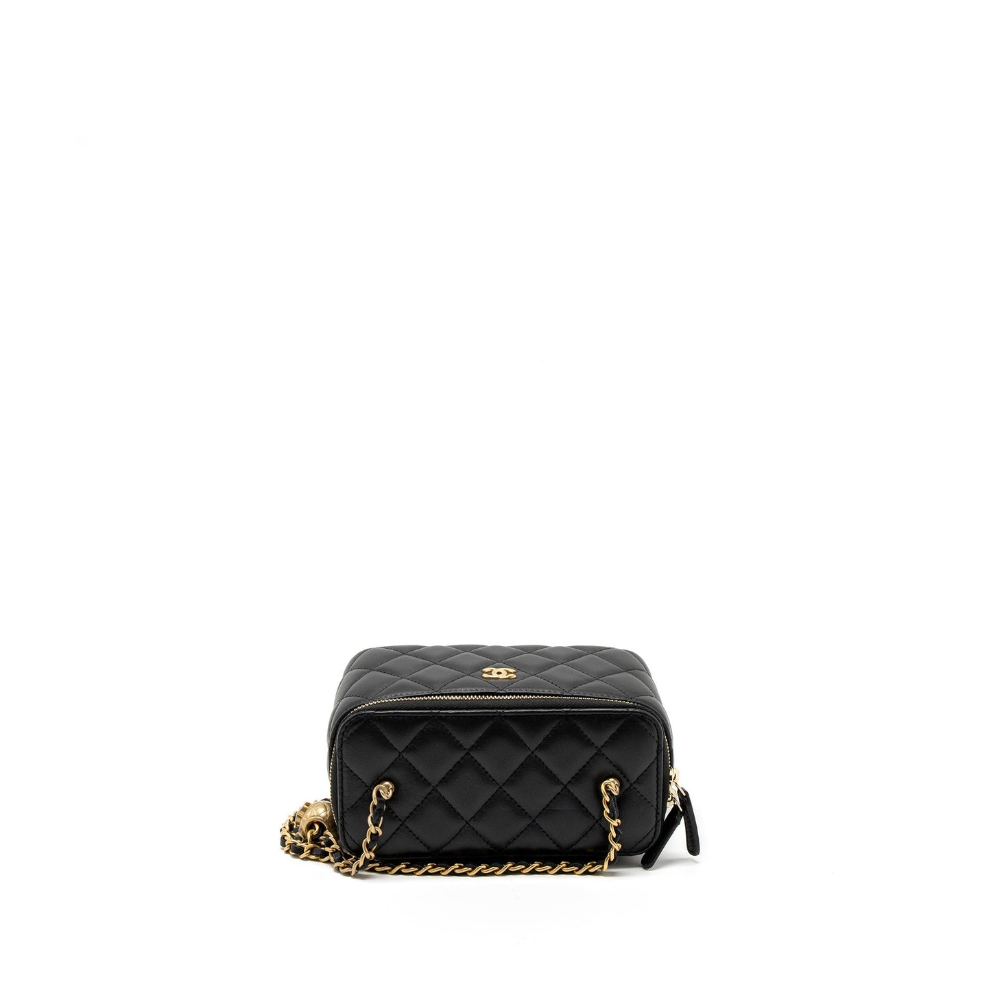Chanel Pearl Crush Long Vanity with Chain Lambskin Black  (Microchip)