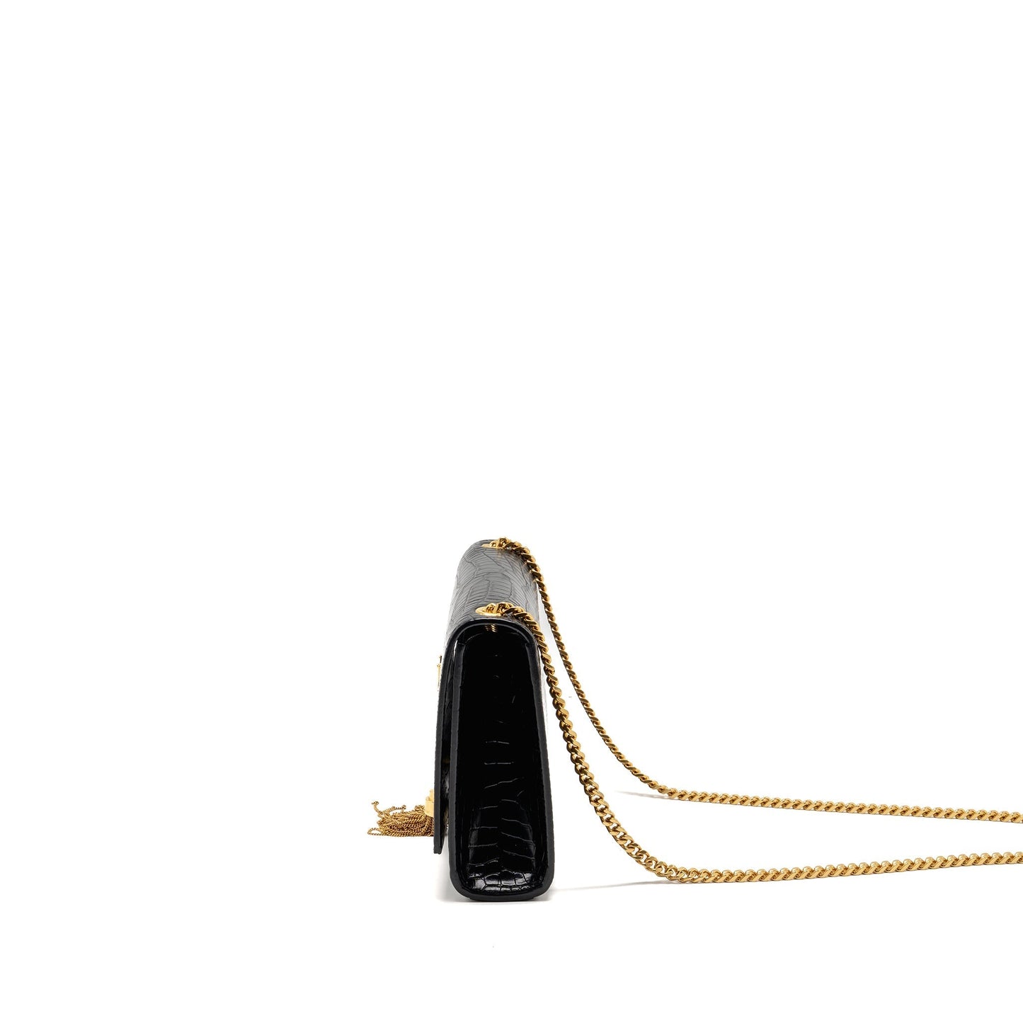 Saint Laurent/ Medium Kate Tassel Purse Crocodile-Embossed Calfskin Black