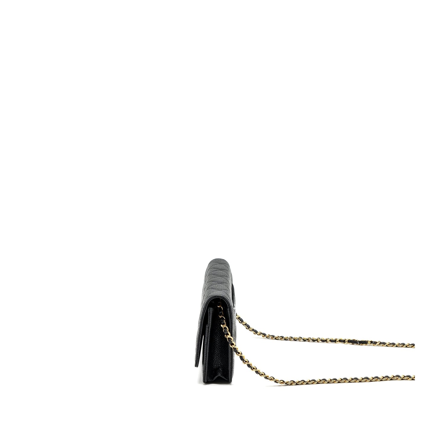 Chanel classic wallet on chain caviar black