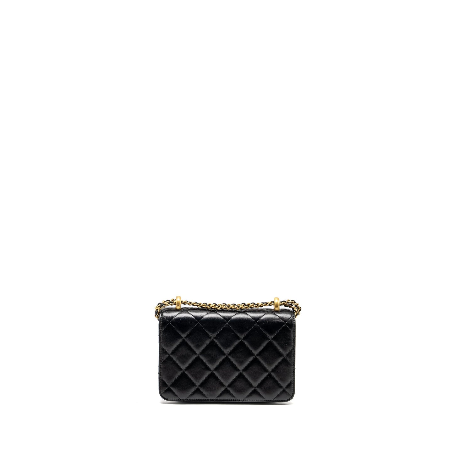 Chanel gold crush mini flap bag calfskin black  (microchip)
