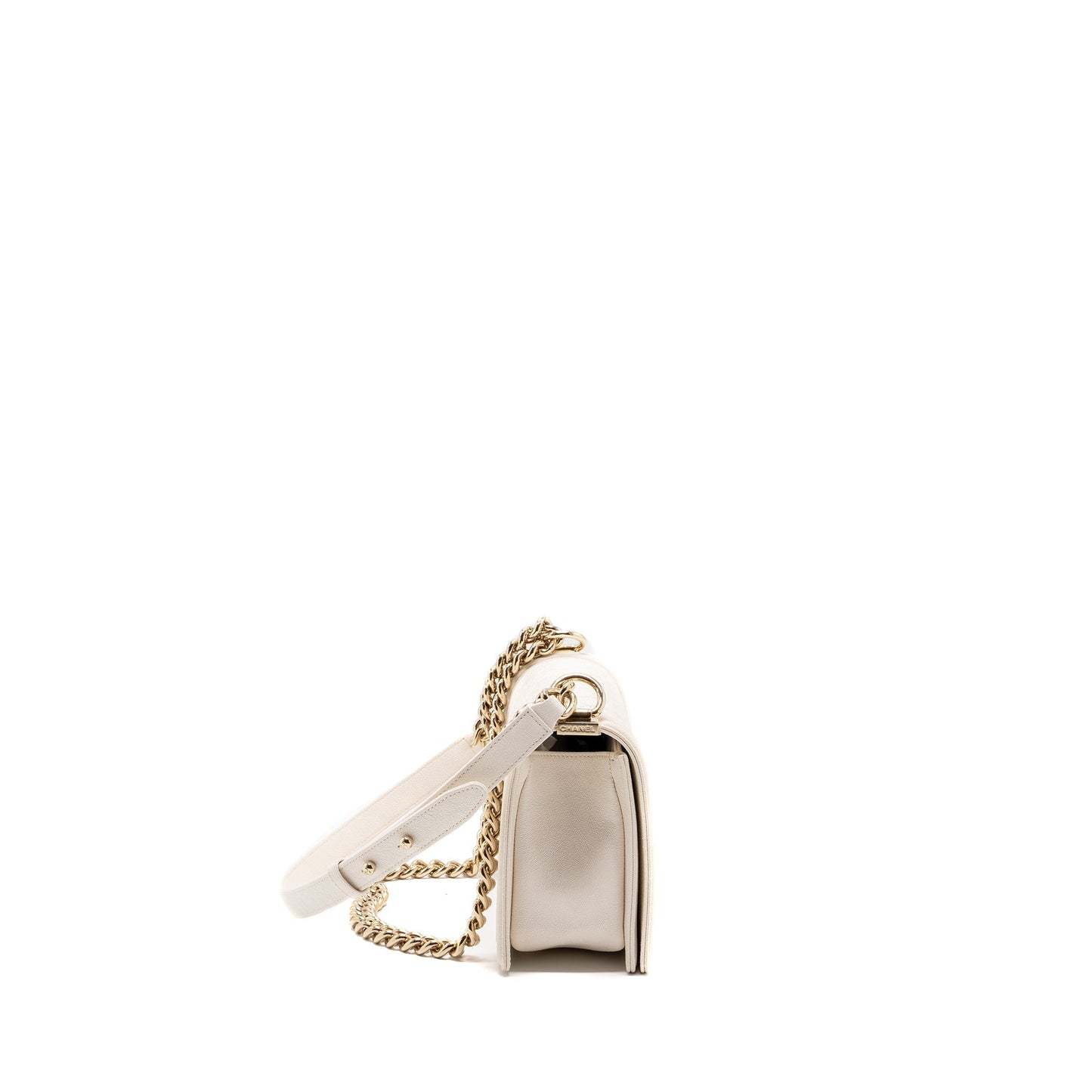 CHANEL MEDIUM LE BOY CAVIAR WHITE L