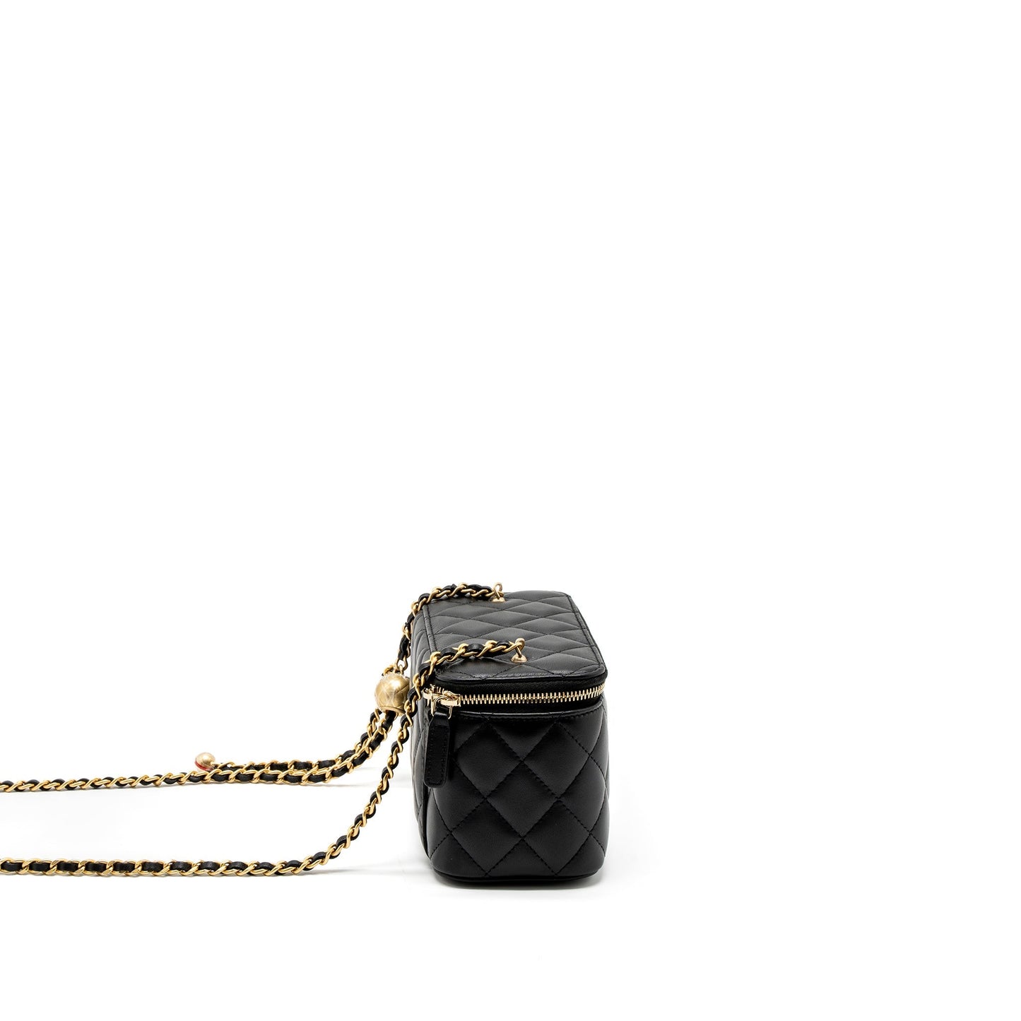 Chanel Pearl Crush Long Vanity with Chain Lambskin Black  (Microchip)