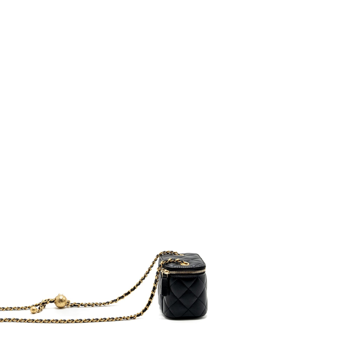 Chanel pearl crush mini vanity with chain lambskin Black