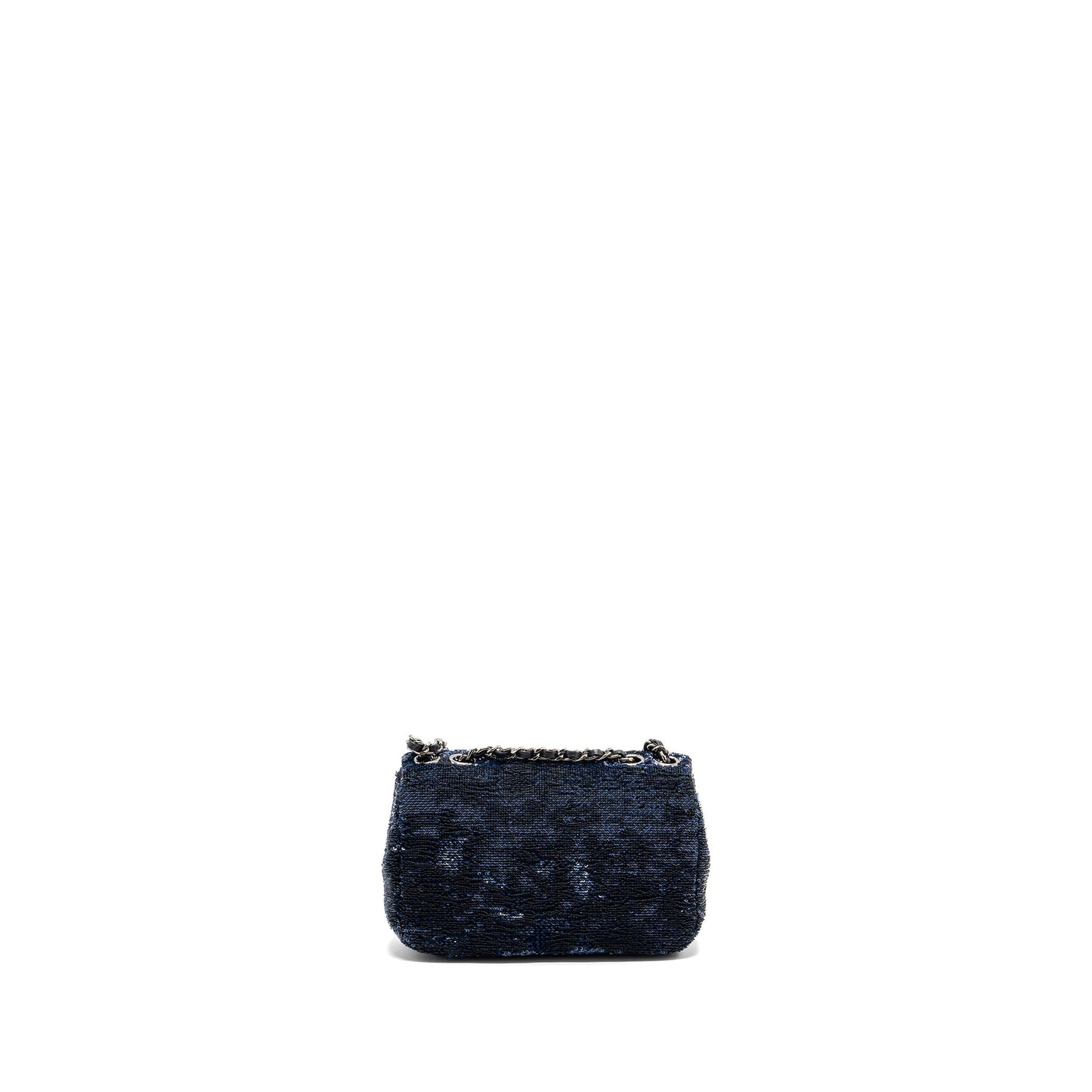 Chanel super mini flap bag sequin dark blue / black