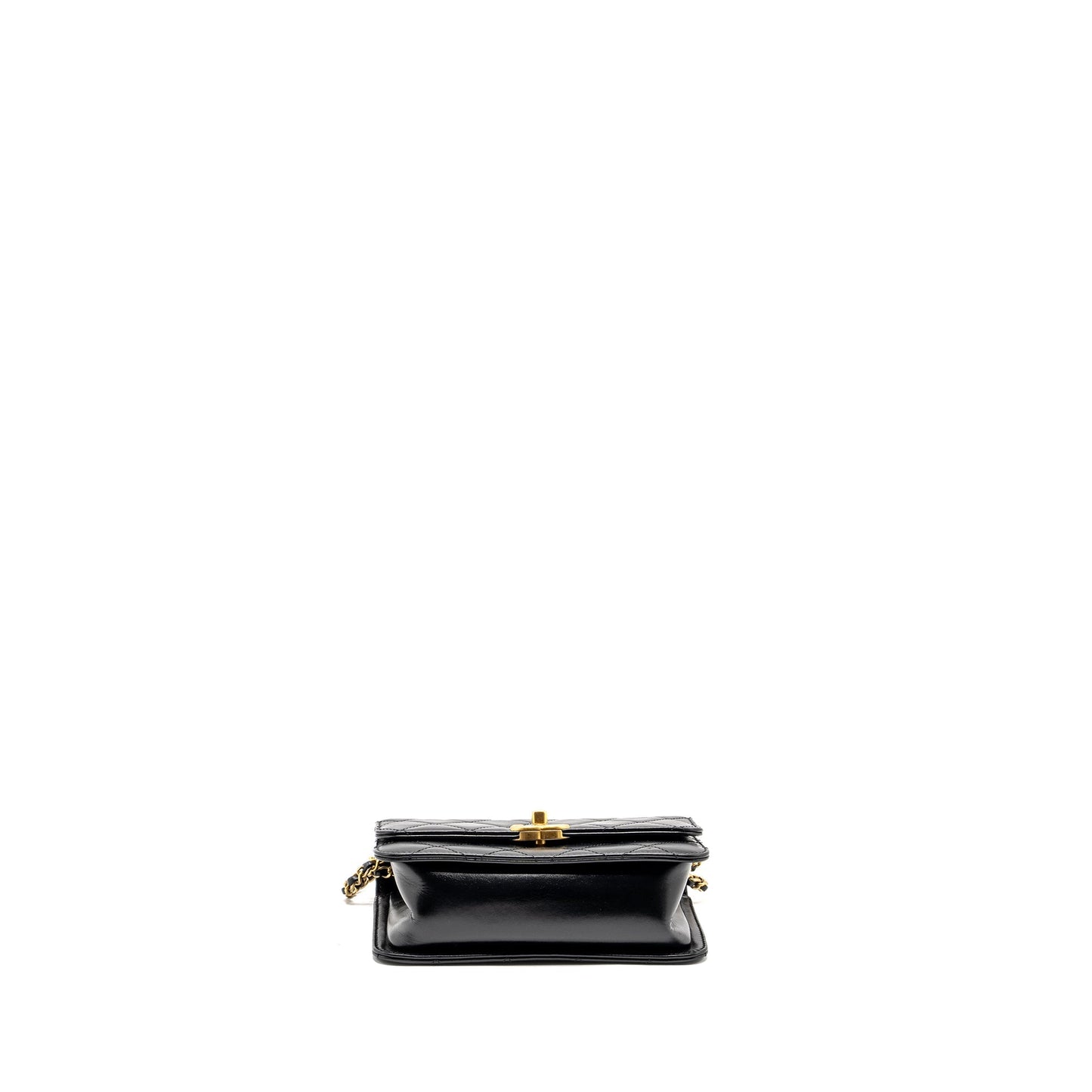 Chanel gold crush mini flap bag calfskin black  (microchip)