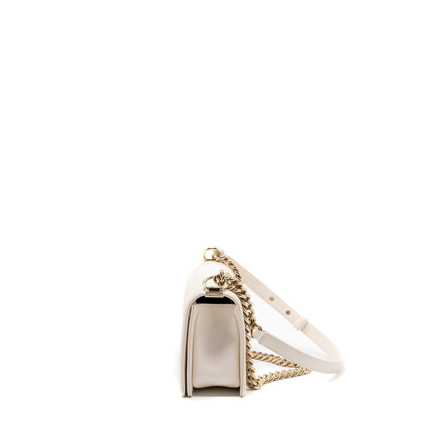 CHANEL MEDIUM LE BOY CAVIAR WHITE L