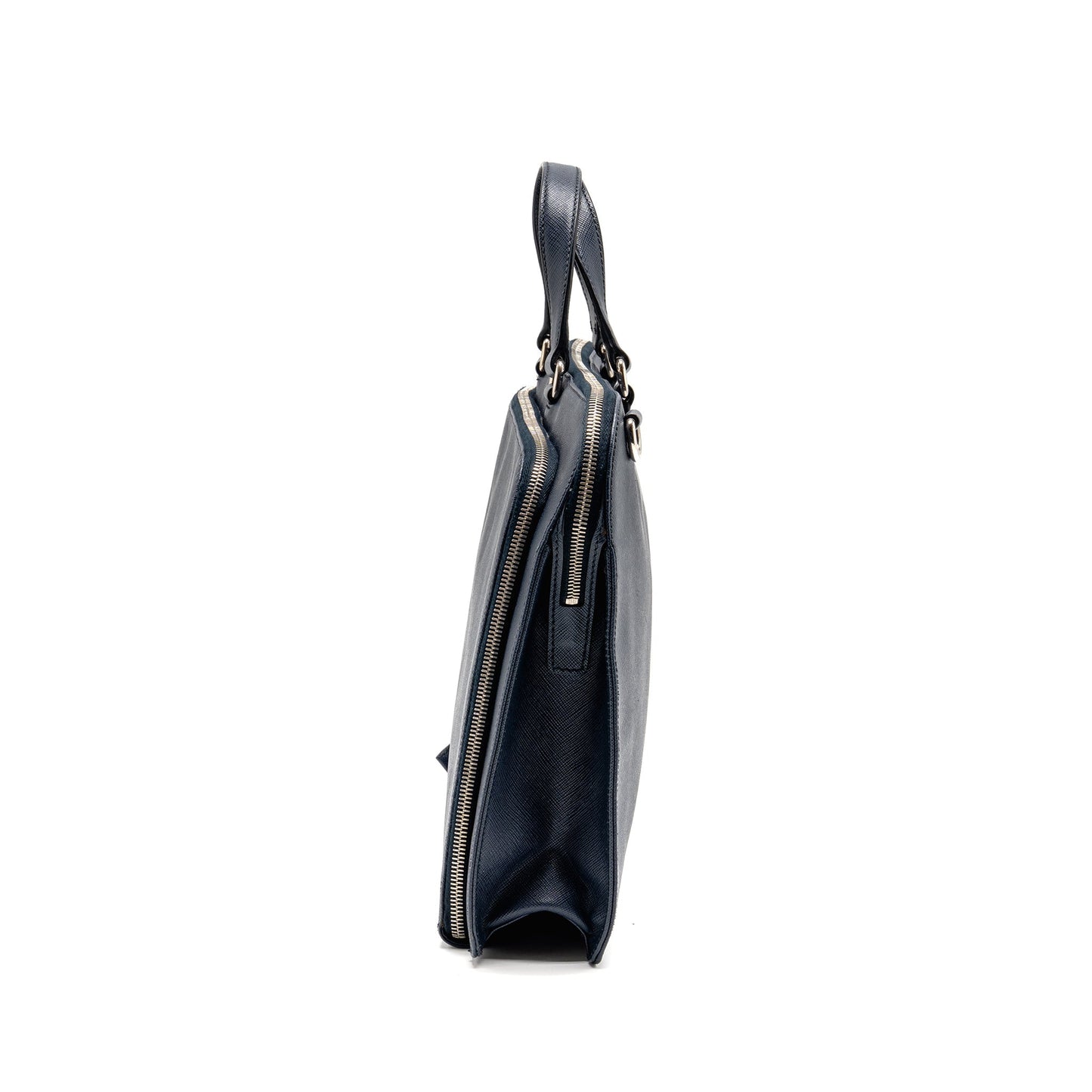 Prada Saffiano Travel Briefcase Calfskin Dark Blue