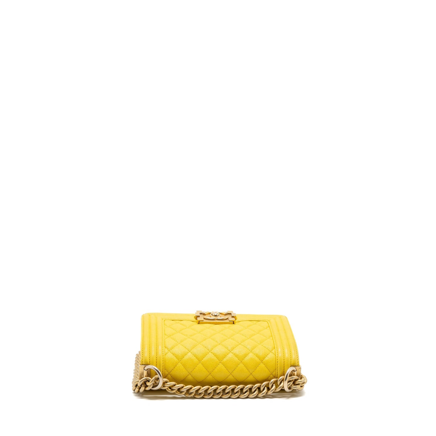 Chanel Small Boy Bag Grain Calfskin Yellow