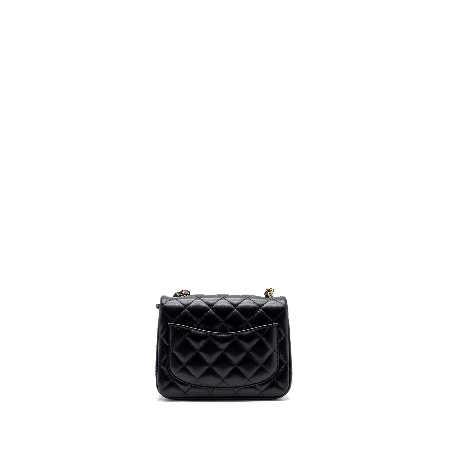 Chanel Classic Mini Square Flap Bag Lambskin Black L (Microchip)