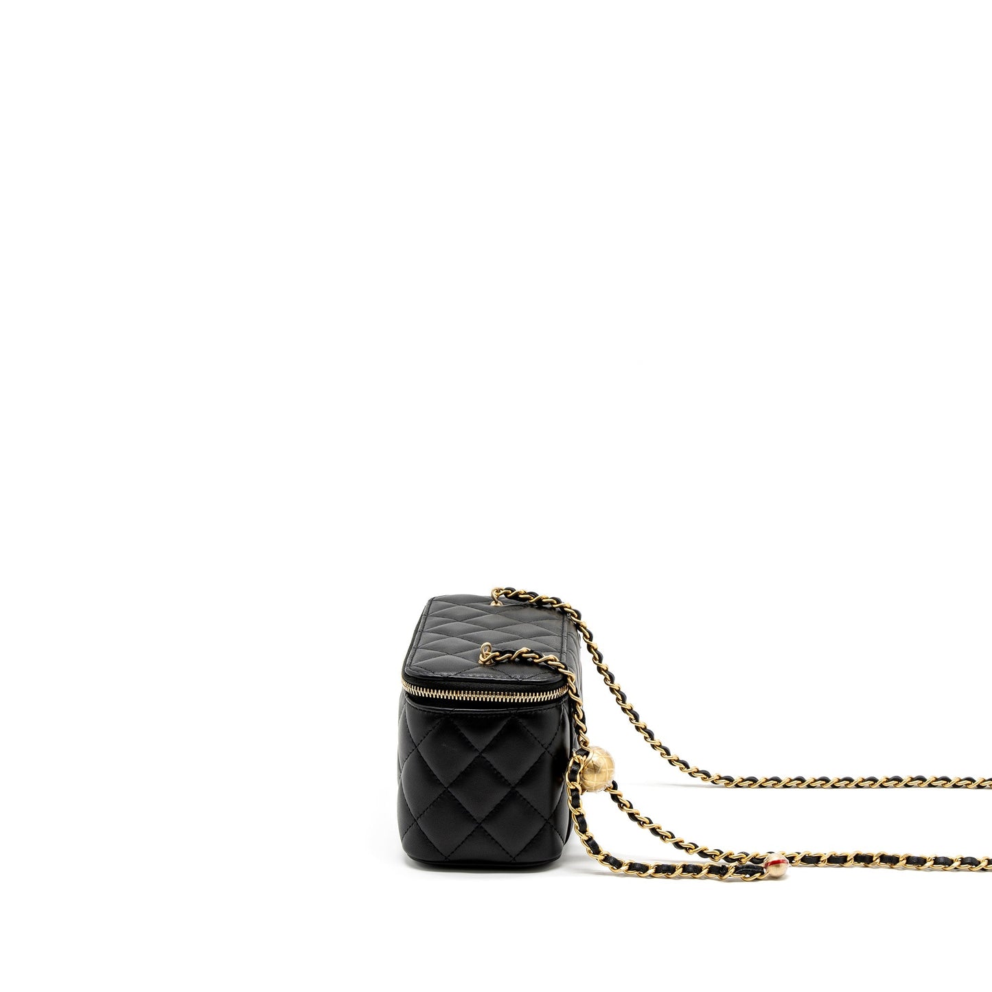 Chanel Pearl Crush Long Vanity with Chain Lambskin Black  (Microchip)