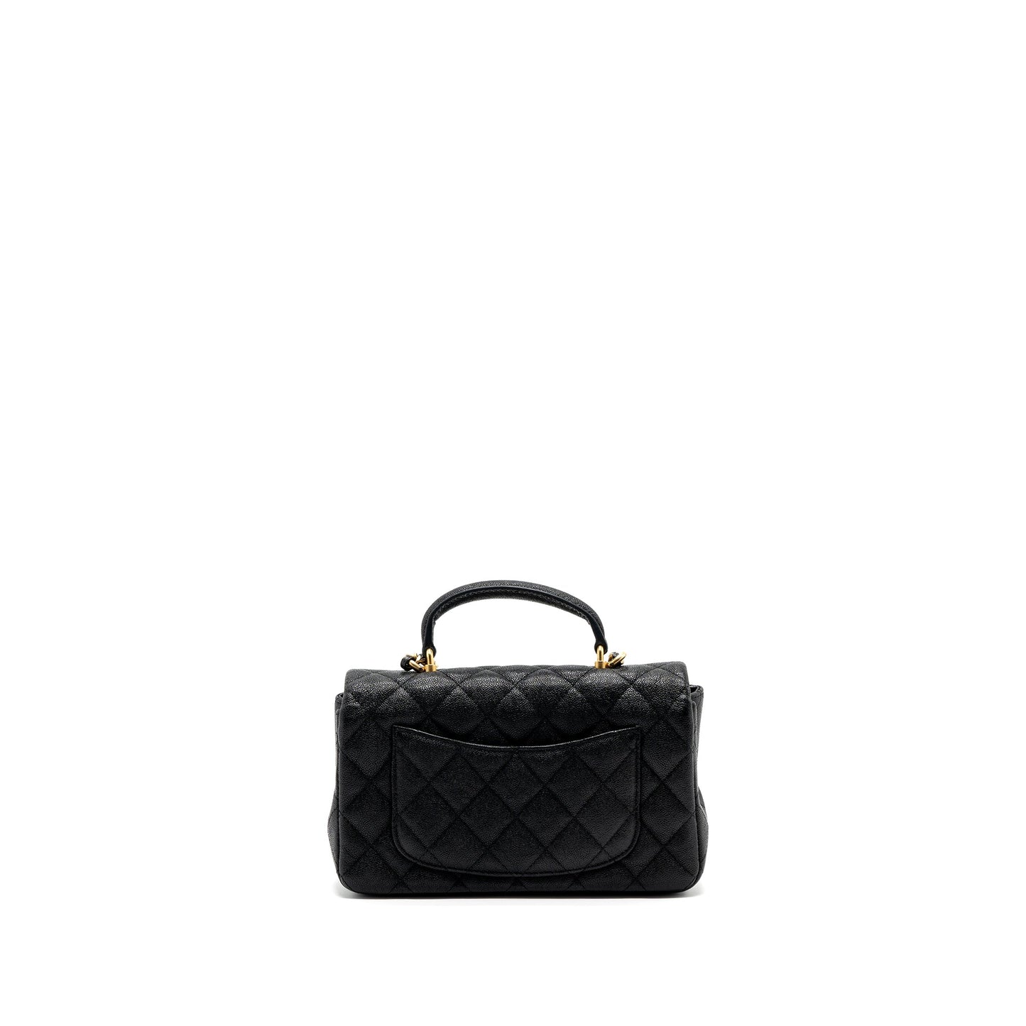 Chanel top handle mini rectangular flap bag grained calfskin black