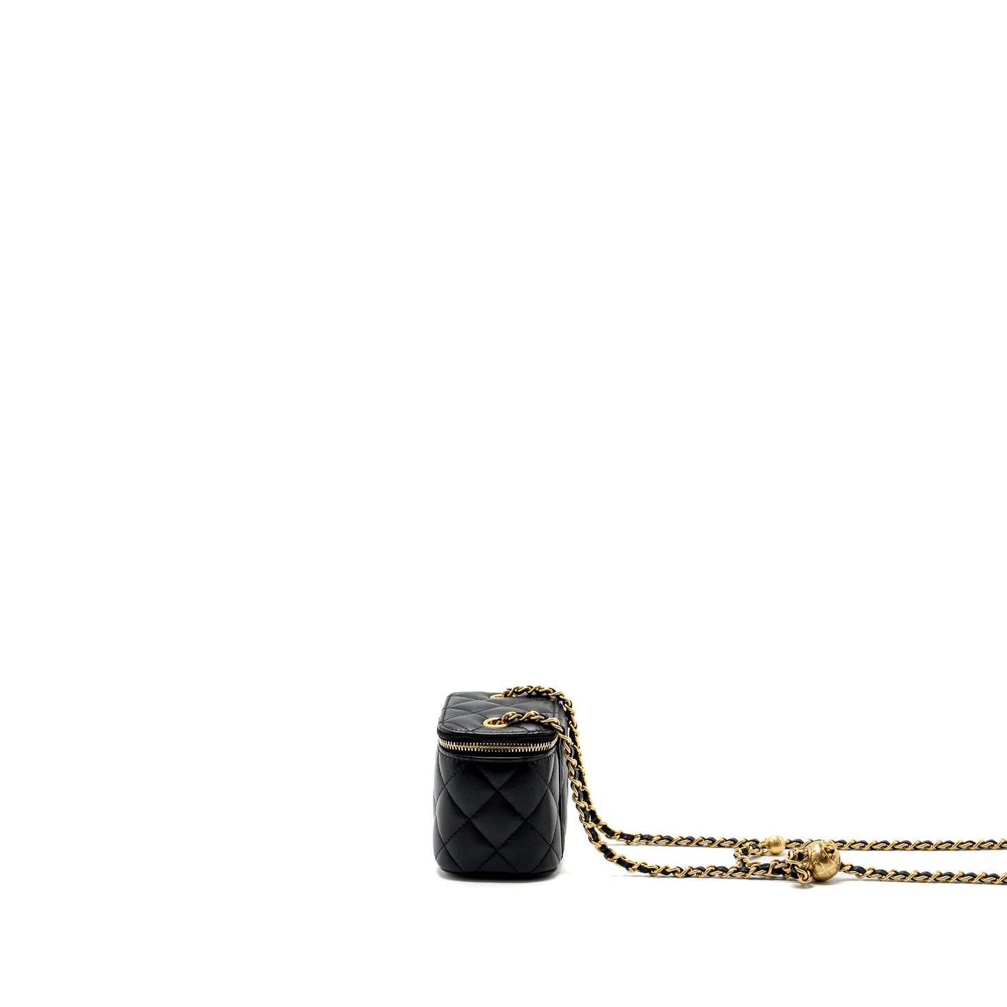Chanel pearl crush mini vanity with chain lambskin Black