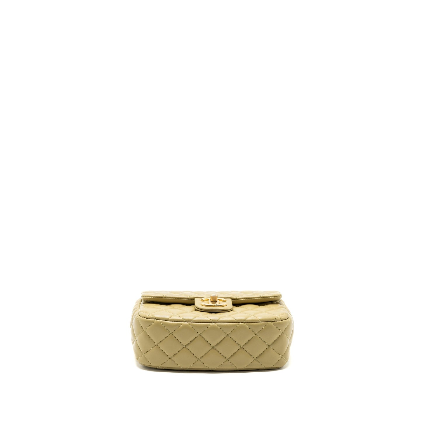 Chanel quilted flap bag with coco love chain lambskin khaki green (Microchip)