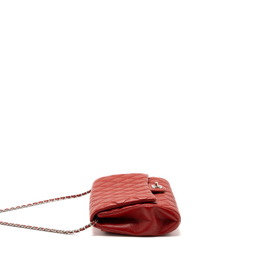 Chanel Timeless Flap Clutch With Chain Caviar Red