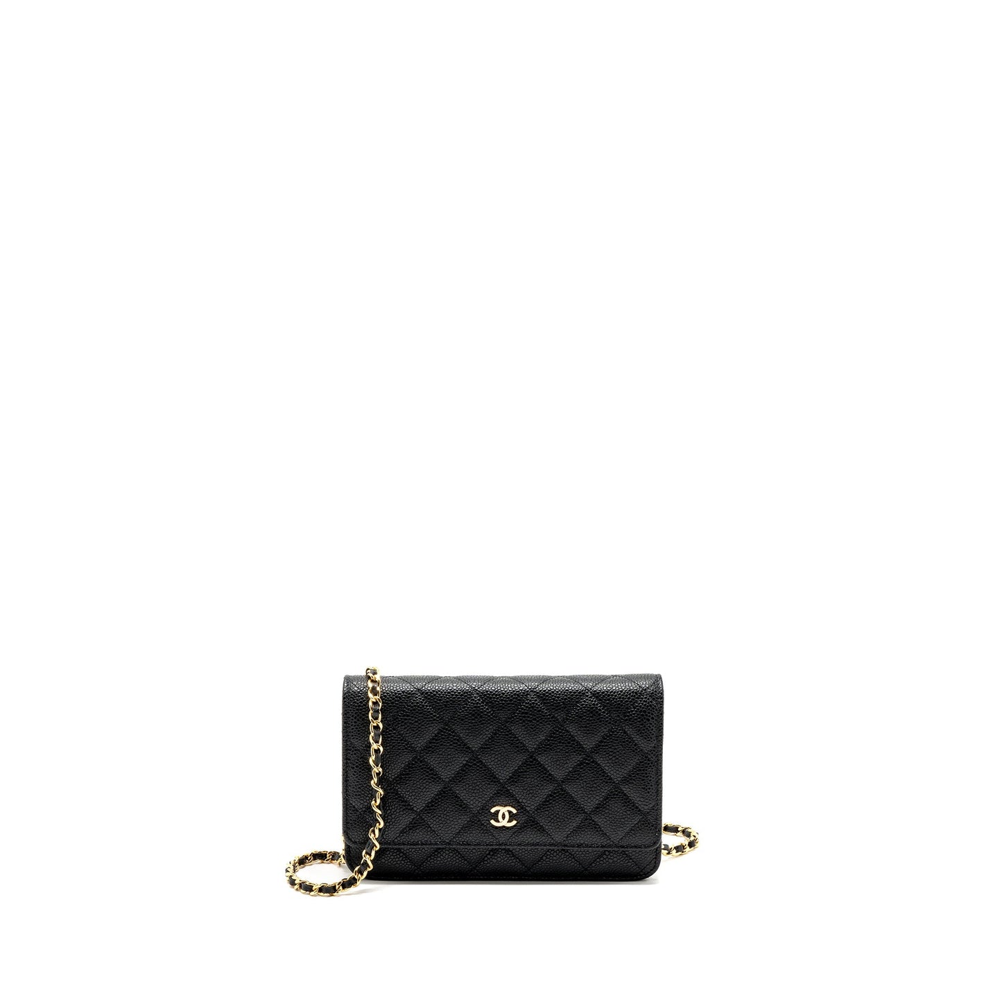 Chanel classic wallet on chain caviar black