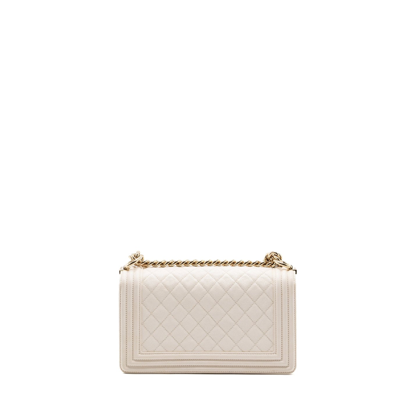 CHANEL MEDIUM LE BOY CAVIAR WHITE L