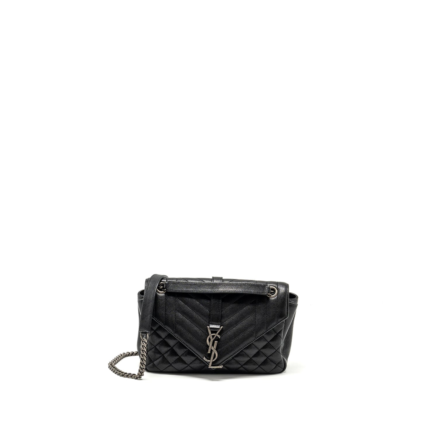 Saint Laurent College Flap Purse lambskin black ruthenium
