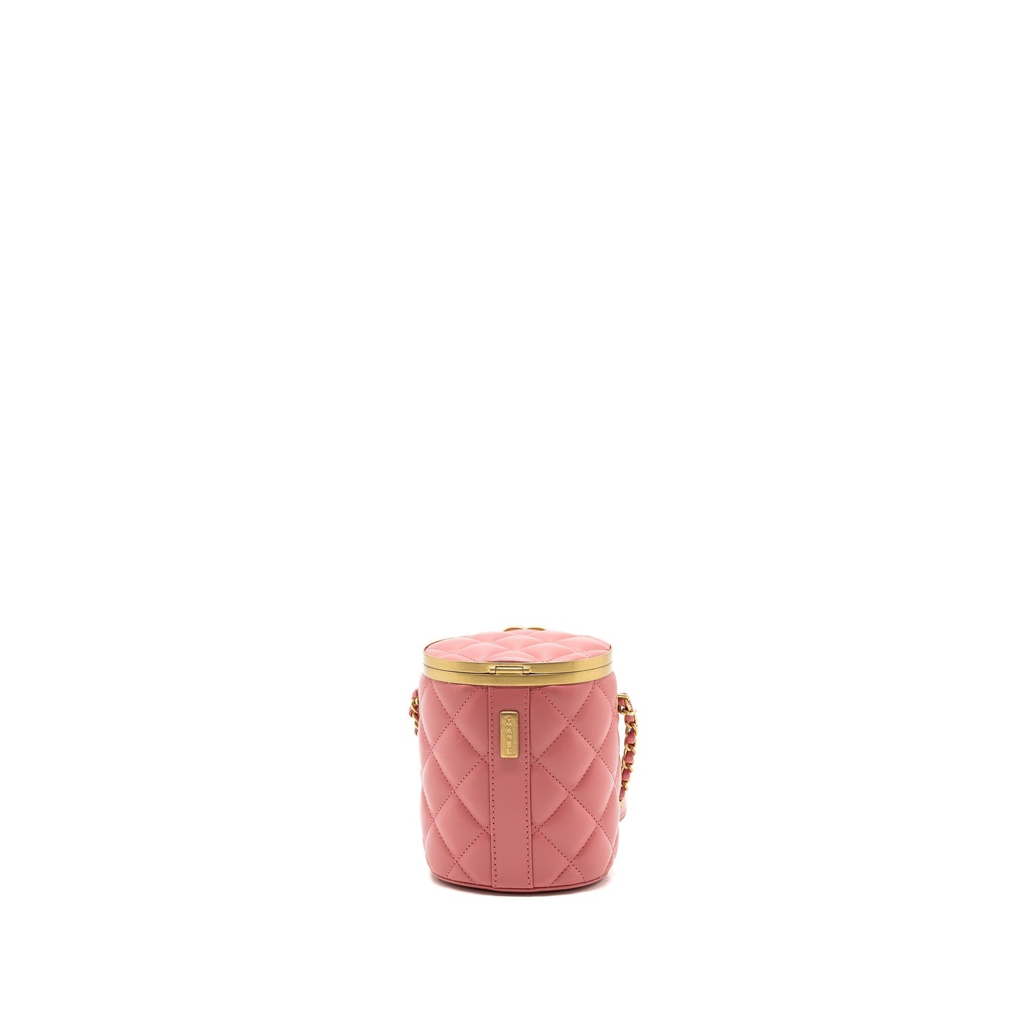 Chanel Round Vanity Case With Chain Lambskin Pink (Microchip)
