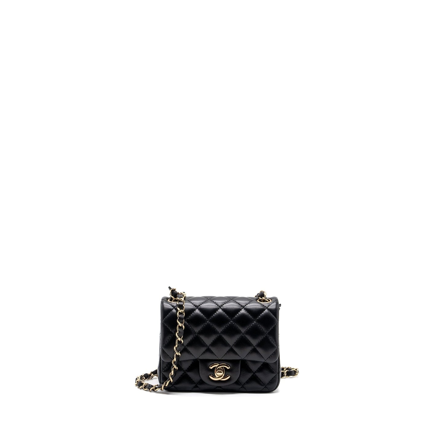 Chanel Classic Mini Square Flap Bag Lambskin Black L (Microchip)
