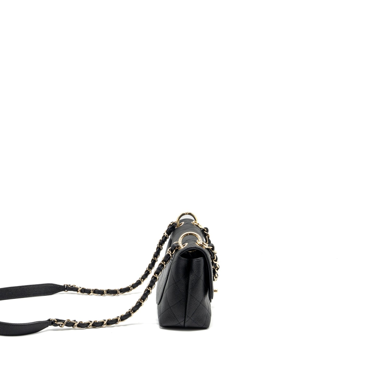Chanel Chain Handle Flap Bag Quilted Calfskin Black L