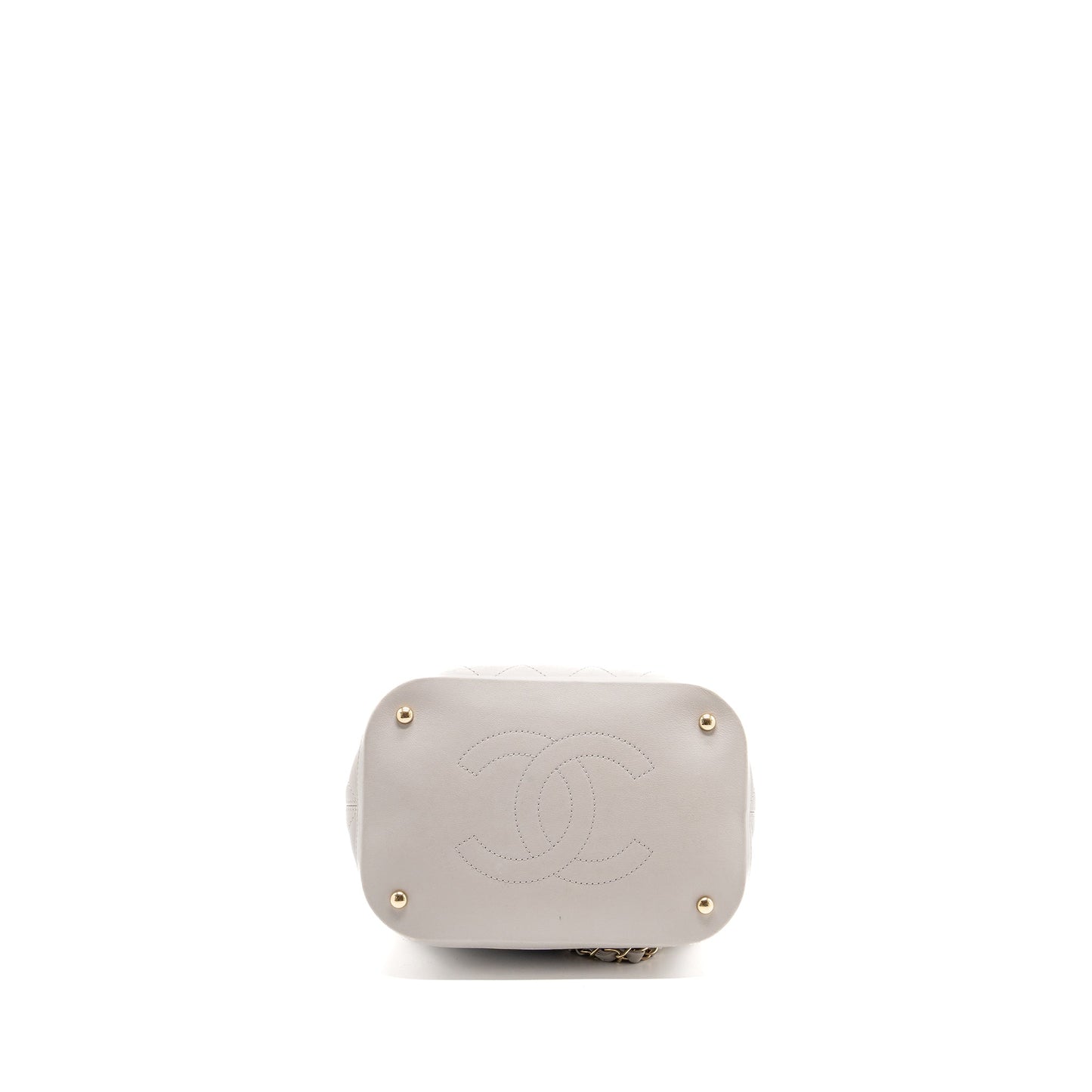 Chanel quilted bucket bag lambskin grey L