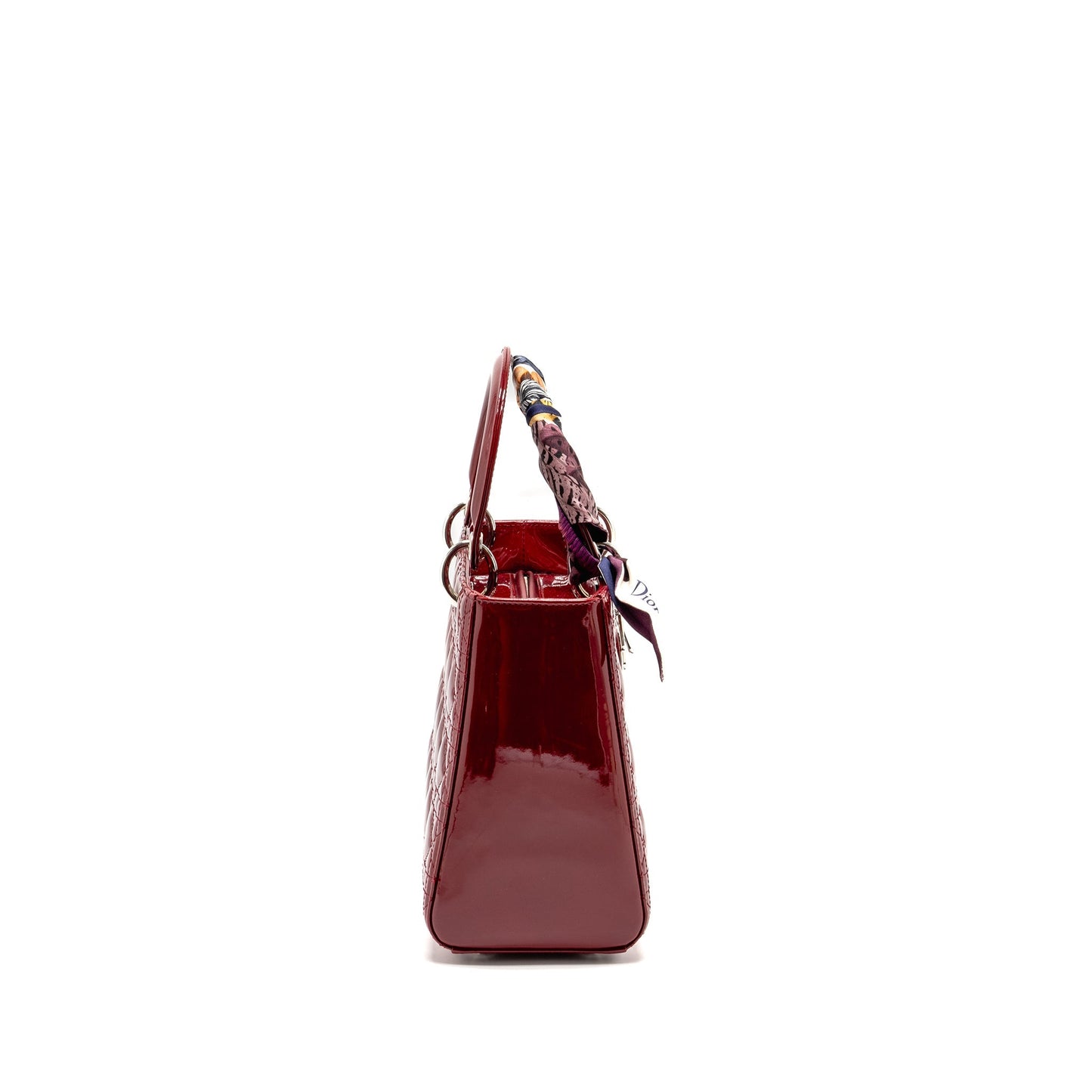 Dior Medium LadyDior Patent Dark Red