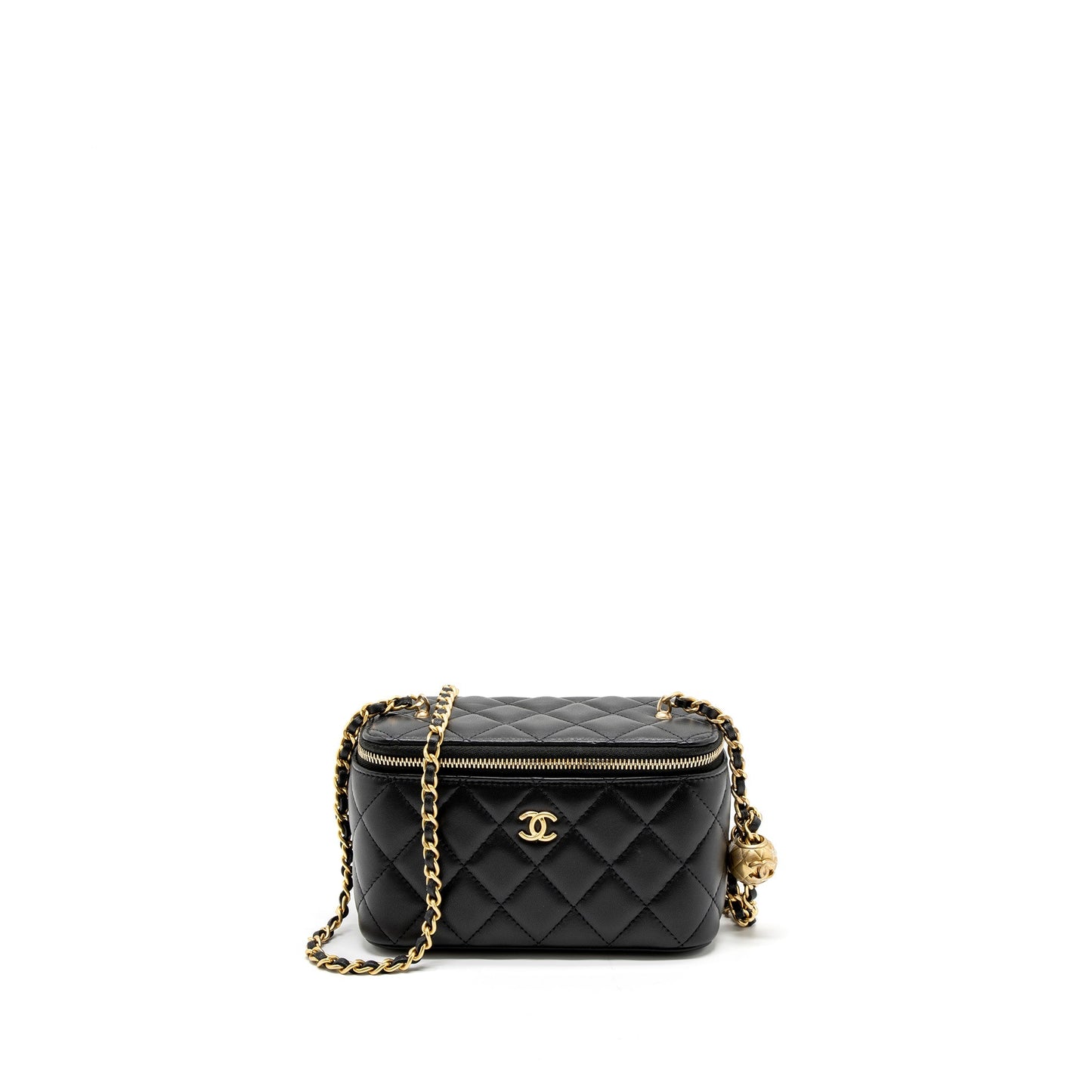 Chanel Pearl Crush Long Vanity with Chain Lambskin Black  (Microchip)