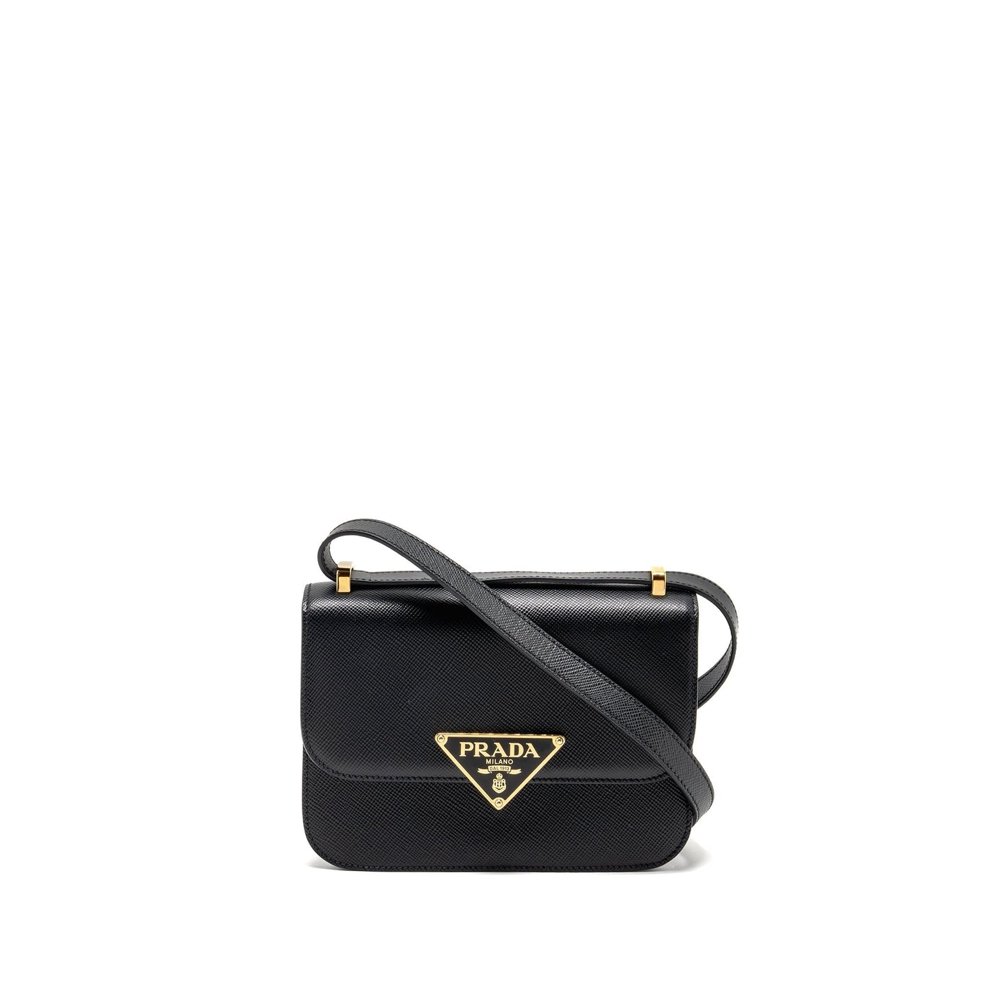 Prada Saffiano Leather Flap Mini Purse Calfskin Black
