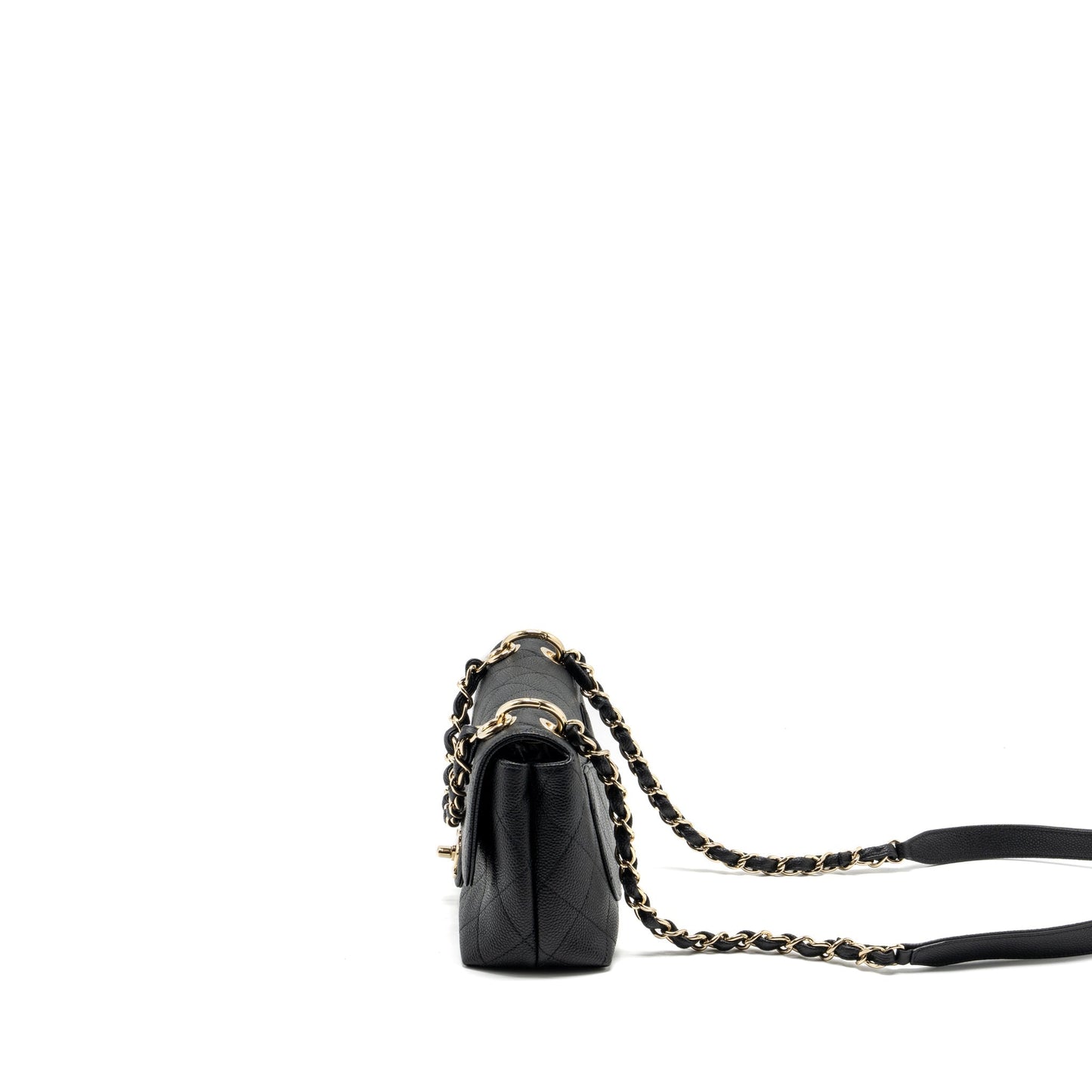 Chanel Chain Handle Flap Bag Quilted Calfskin Black L