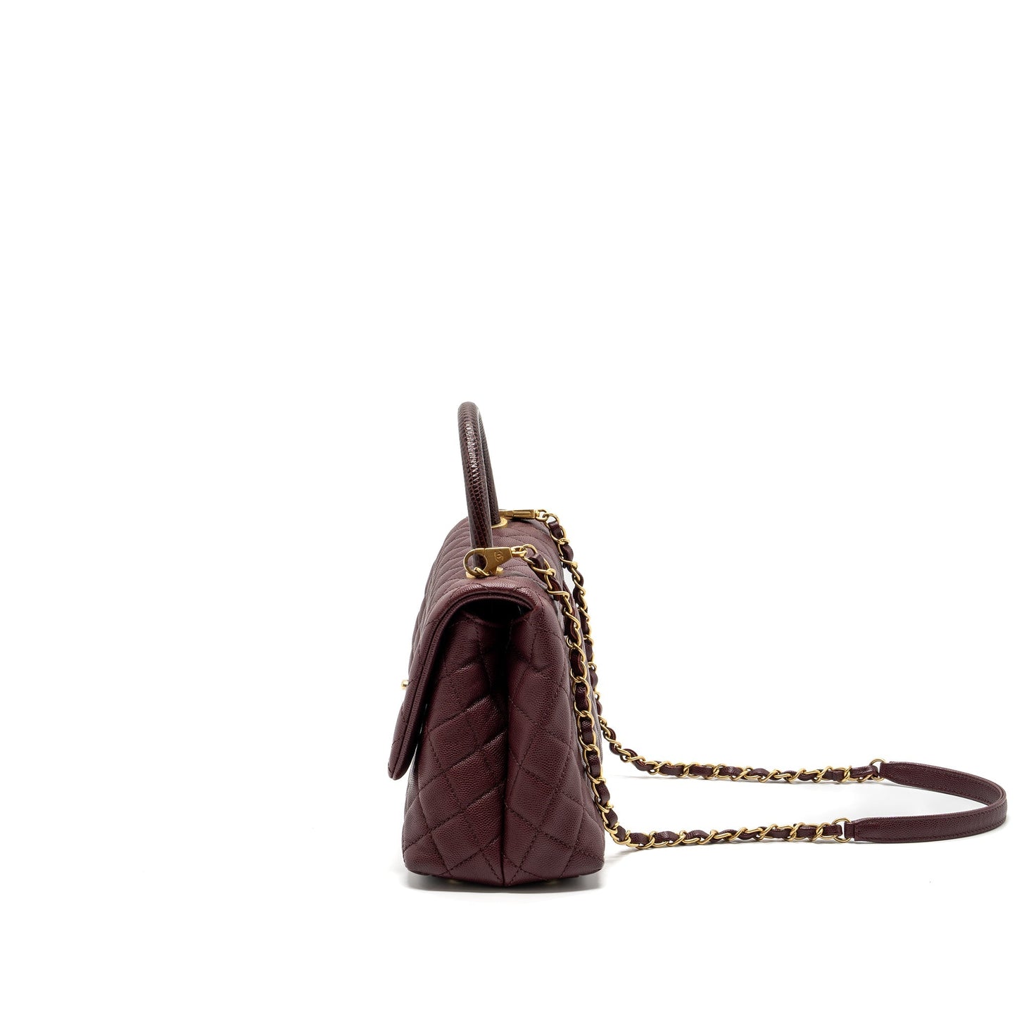 Chanel Medium Coco Handle With Lizard Handle Caviar Burgundy