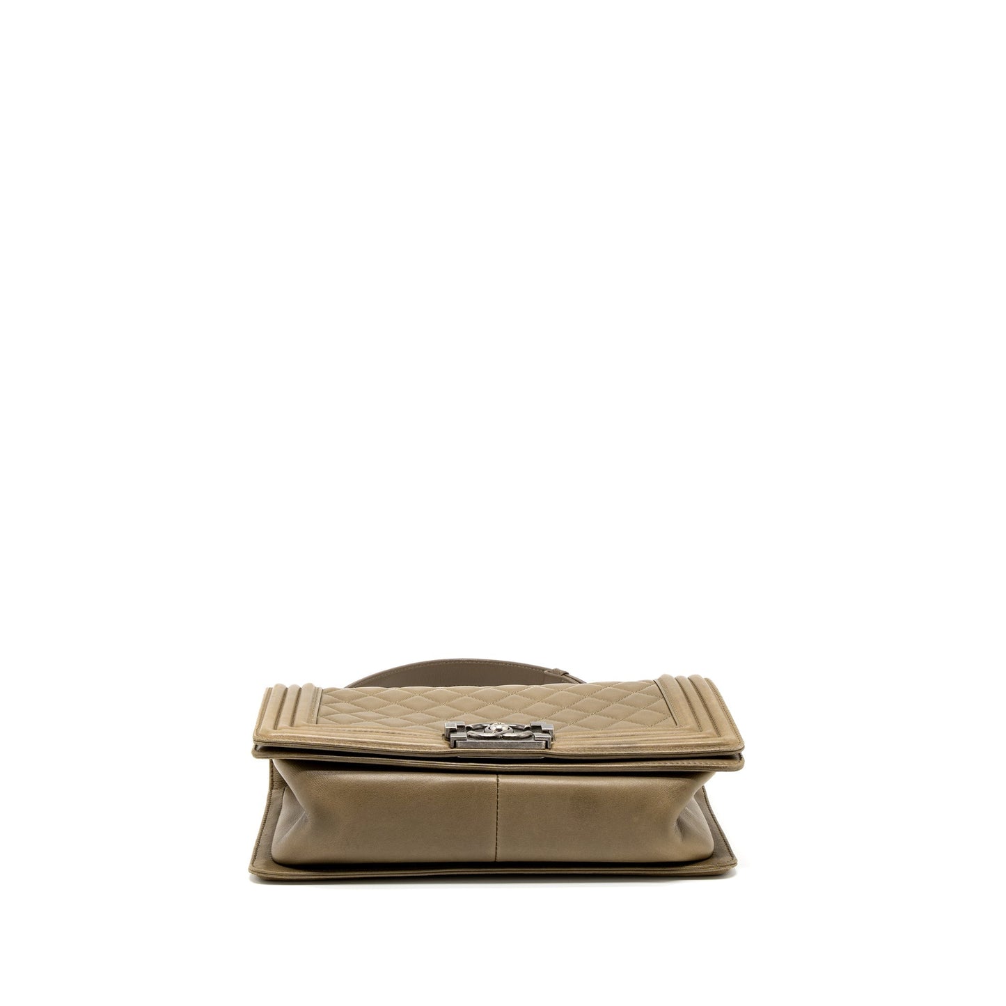 Chanel Medium Boy Bag Lambskin Khaki Ruthenium Hardware